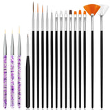 Hanyousheng 20 Stück Nagel Pinsel Sæt, 15 Stück Nageldesign Pinsel, 5 Stück Nail Art Dotting Tools Für DIY Nail Art Design