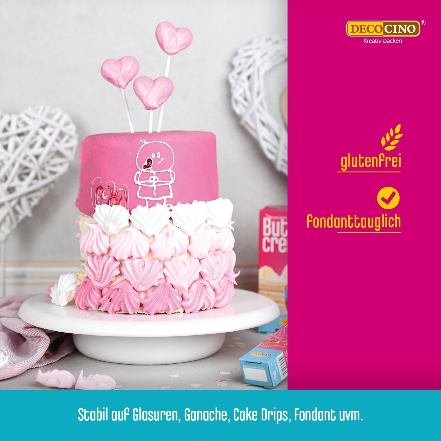 Decocino Red Sugar Lettering - Madfarvebogstaver - Praktisk rør til mærkning af fondant og glasur - Bagepynt til kager, kager og cupcakes! (Pakke med 2)