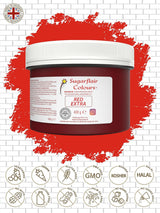 Madfarve Sugarflair Max Concentrated Rød, højkoncentreret madfarve til marcipan og fondant, pastafarve Max Concentrated - 400 g