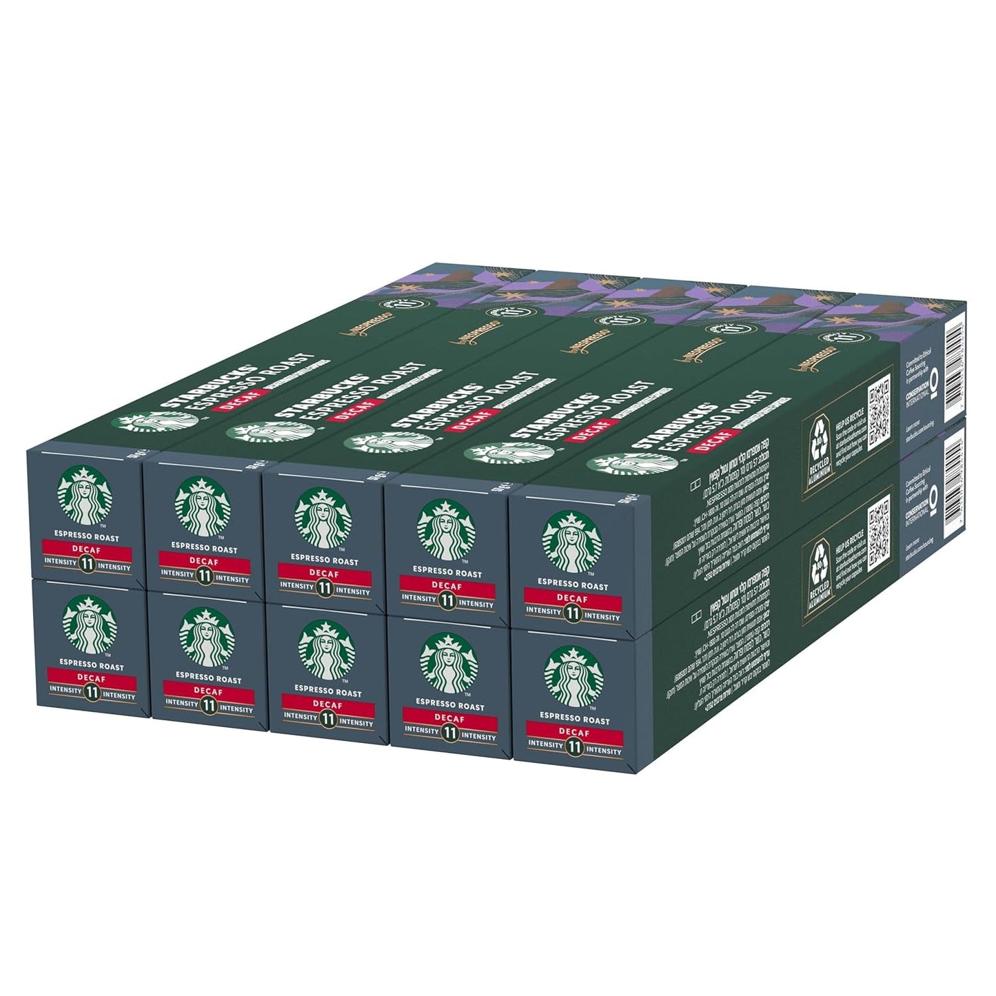 STARBUCKS Espresso Roast Entkoffeiniert af Nespresso, Dunkle Röstung, Kaffeekapseln 10 x 10 (100 Kapseln)