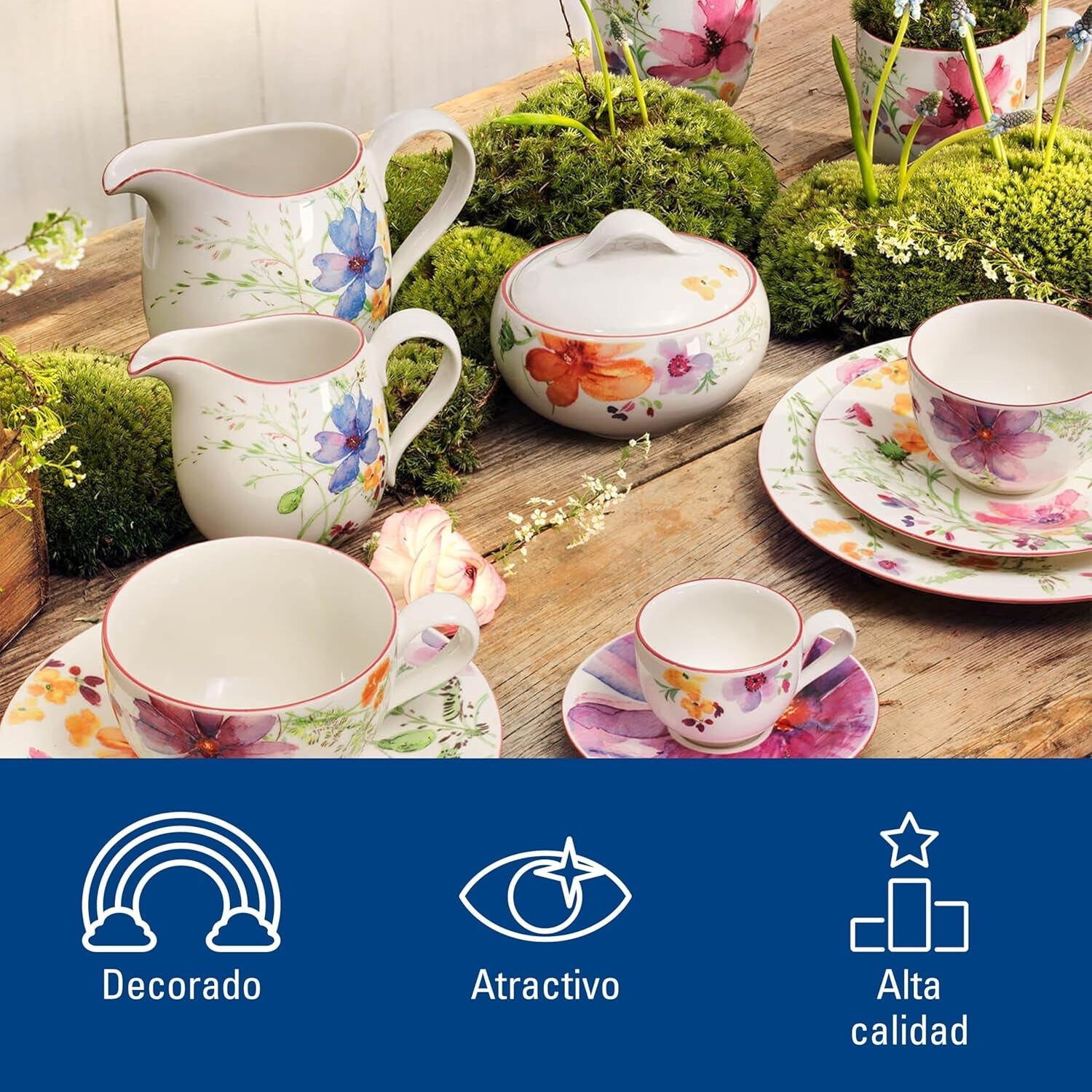 Villeroy & Boch - Mariefleur sukkerskål, diverse farver, tåler opvaskemaskine, tåler mikroovn, sukkerskål med låg, sukkerskål, opbevaring, kaffetilbehør, blomsterservice, premium porcelæn