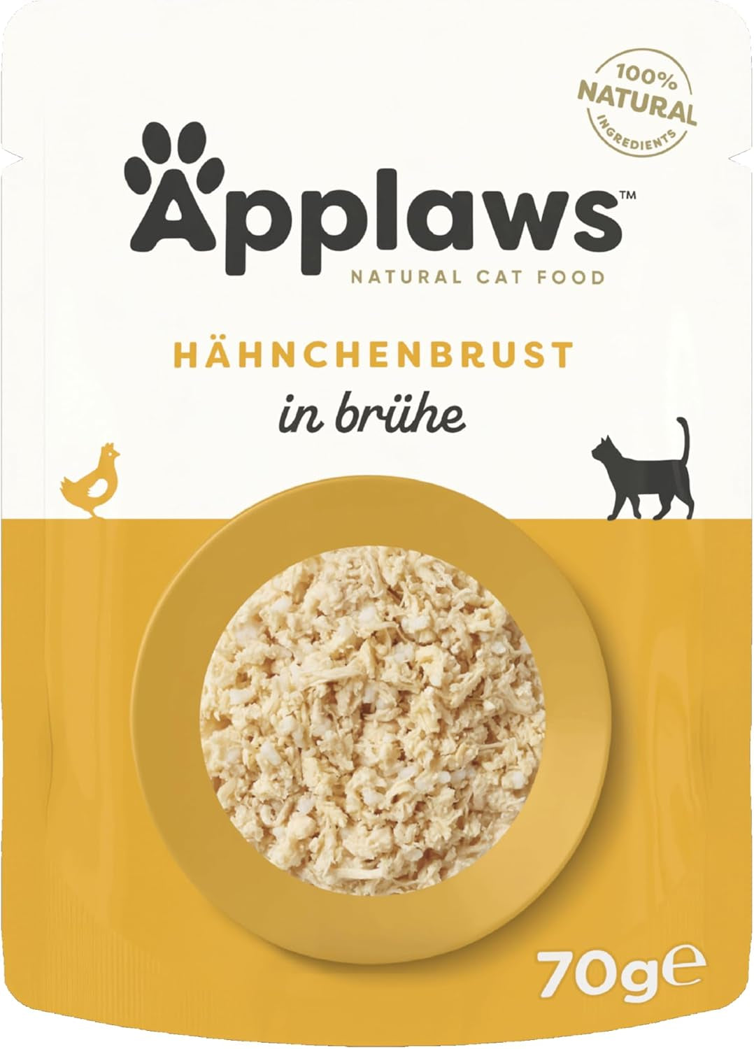 Applaws 100 % naturligt vådt kattefoder, kyllingebryst i bouillon - pakke med 12 70 g poser
