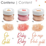 ScrapCooking, Sæt med 3 madfarver, Guld, Rose-Guld og Ruby, metalliske nuancer, 3 x 5 gram Naty Shop