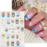 JMEOWIO Nagelsticker Weihnachten 10 Blatt Nail Art Sticker Selbstklebend Nagelaufkleber Glitter Schneeflocke Xmas Winter Urlaub Guld Dekoration Nageldesign Zubehör
