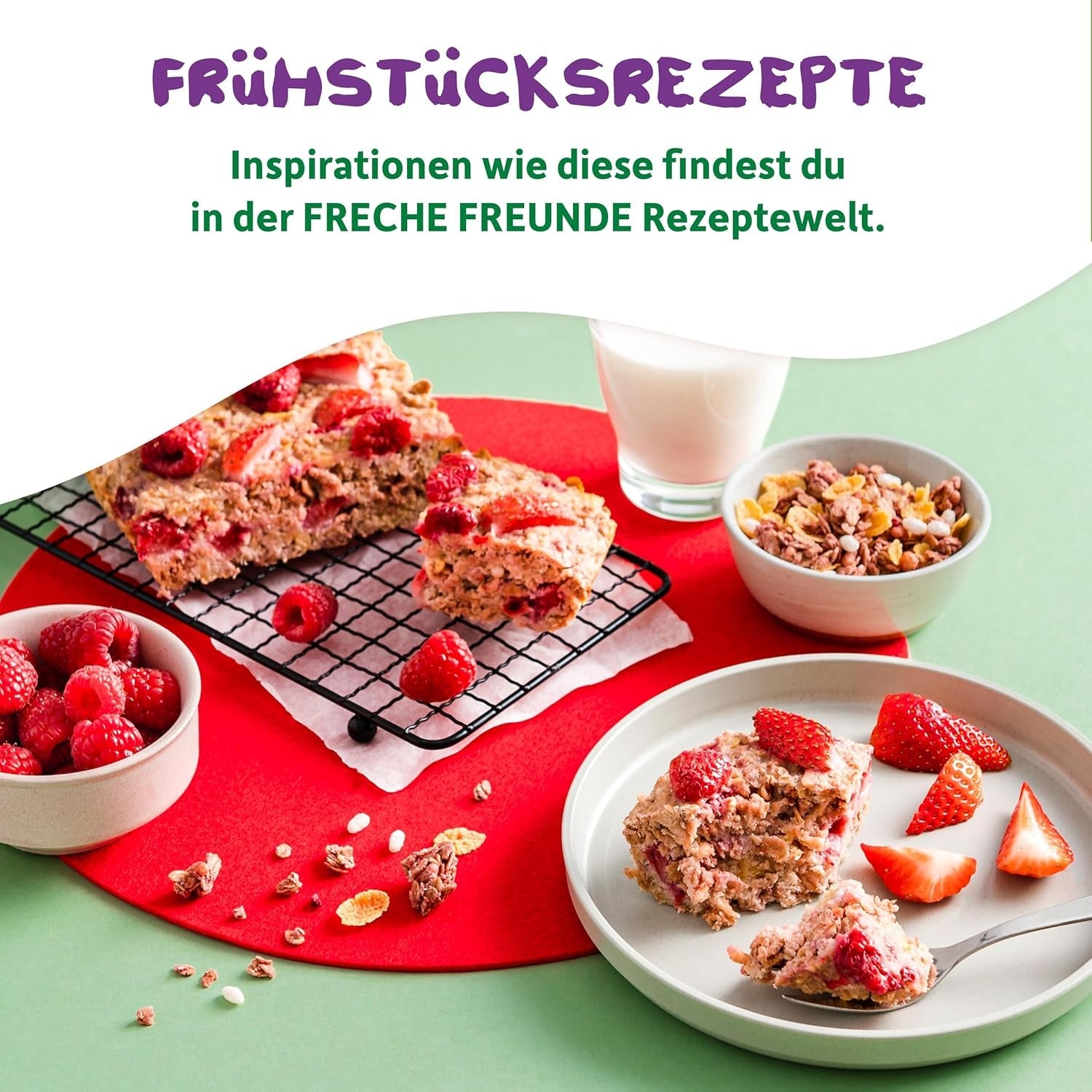 FRECHE FREUNDE Økologisk morgenmadsmüsli Eddas bærsprøde müsliblanding til skolebørn med frysetørrede jordbær Vegansk 6-pak (6 x 280 g)