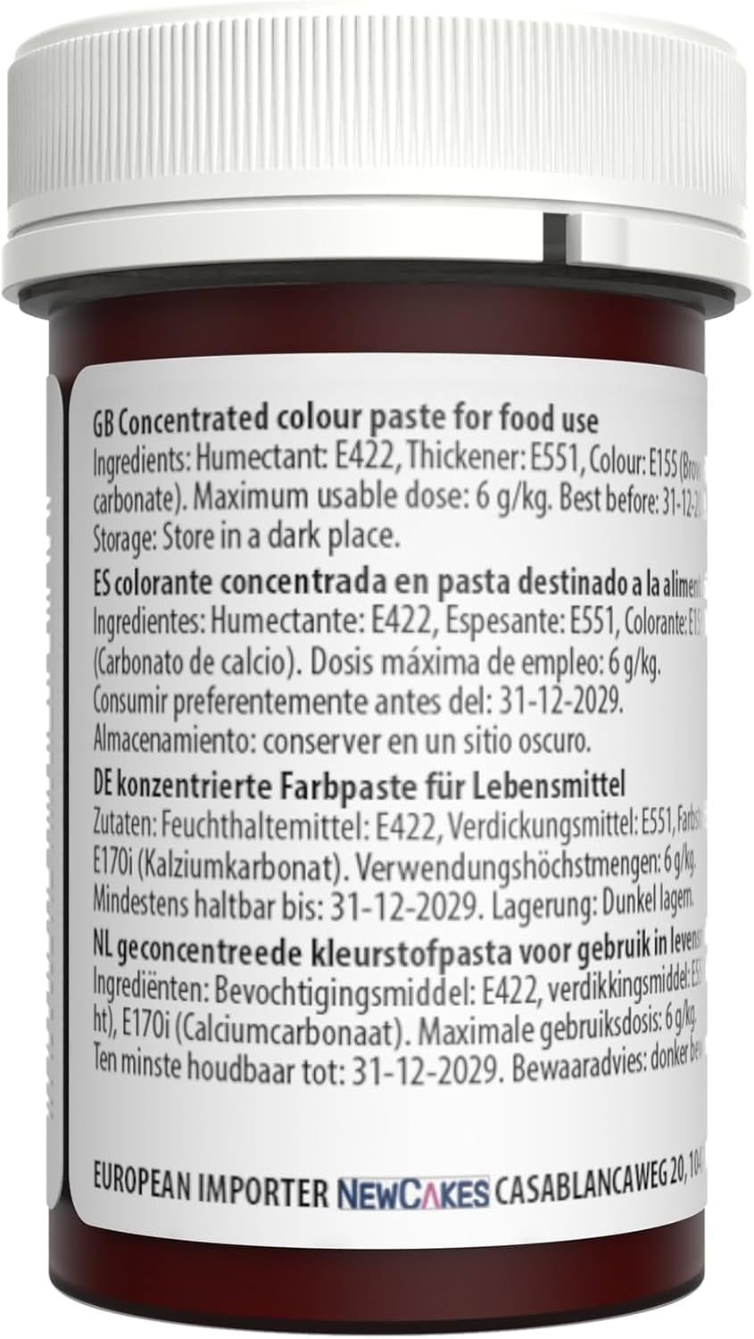 Sugarflair brun madfarvepasta, højkoncentreret pastelfarve til smørcreme, fondant, royal glasur, kagepynt og meget mere! Levende madfarve! - 25 g