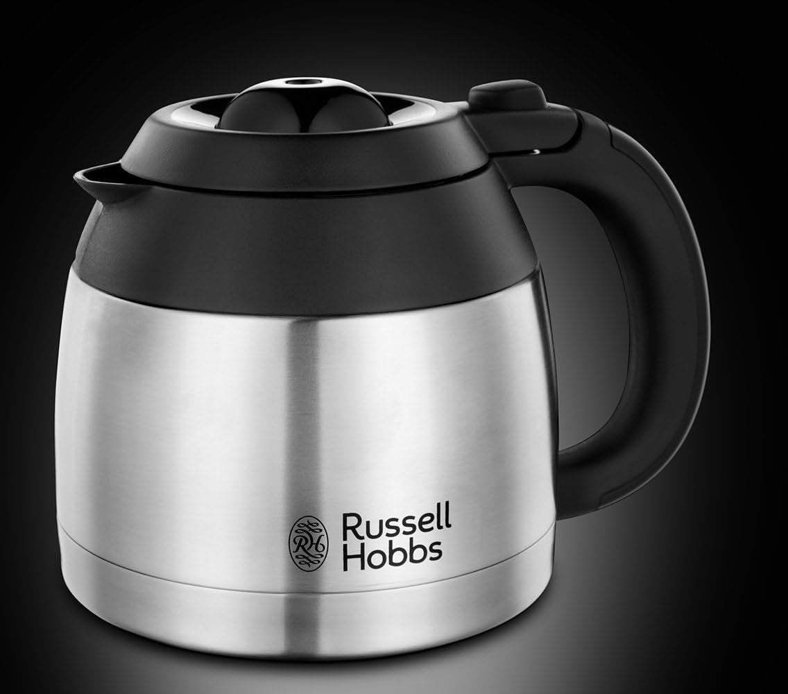 Russell Hobbs kaffemaskine [brusehoved for optimal udvinding og aroma] Adventure (1 til 8 kopper, 1,0 l termokande, automatisk sluk, anti-drypsystem, 1100W) Filterkaffemaskine 24020-56