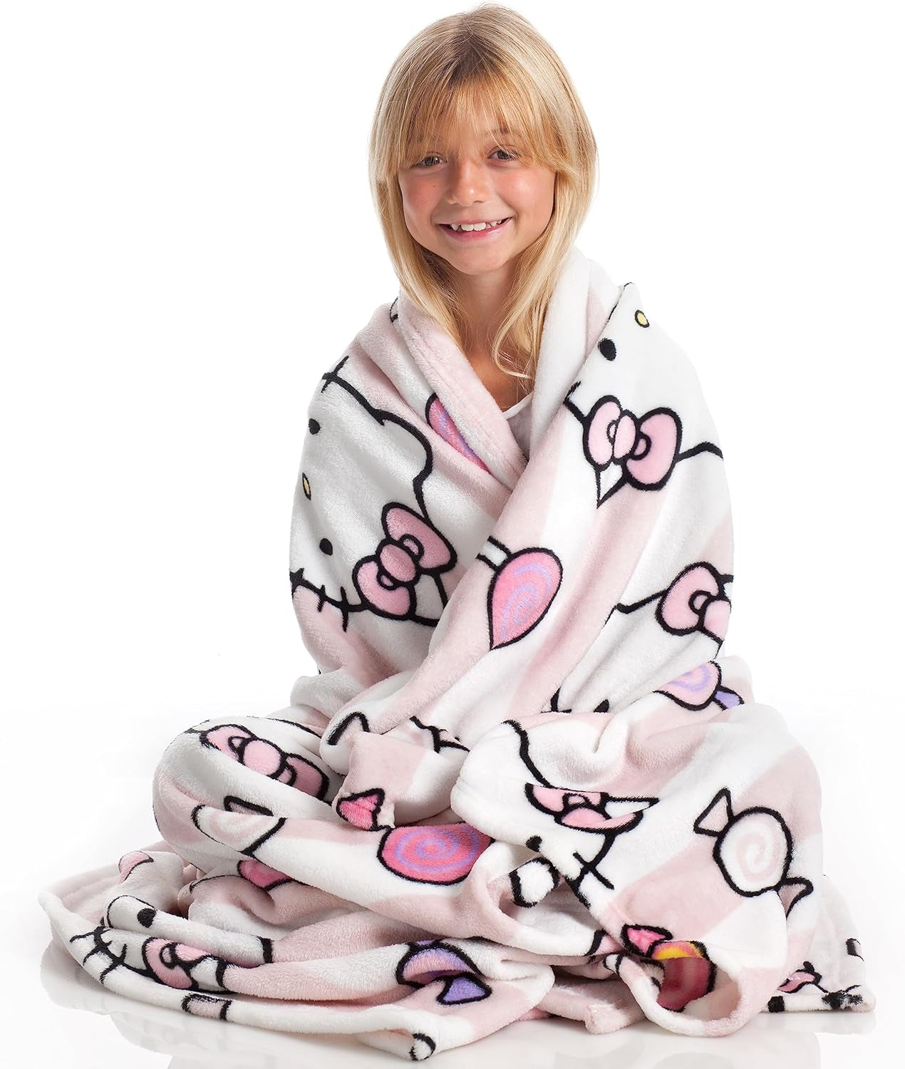 Hello Kitty sengetæppe, pink, blødt tæppe 130X170Cm, sengetæppe i mikrofiber eller sovesofa. Kvalitet med Oekotex certifikat, Sanrio Senge og Tæpper Besuche den Kanguru-Store