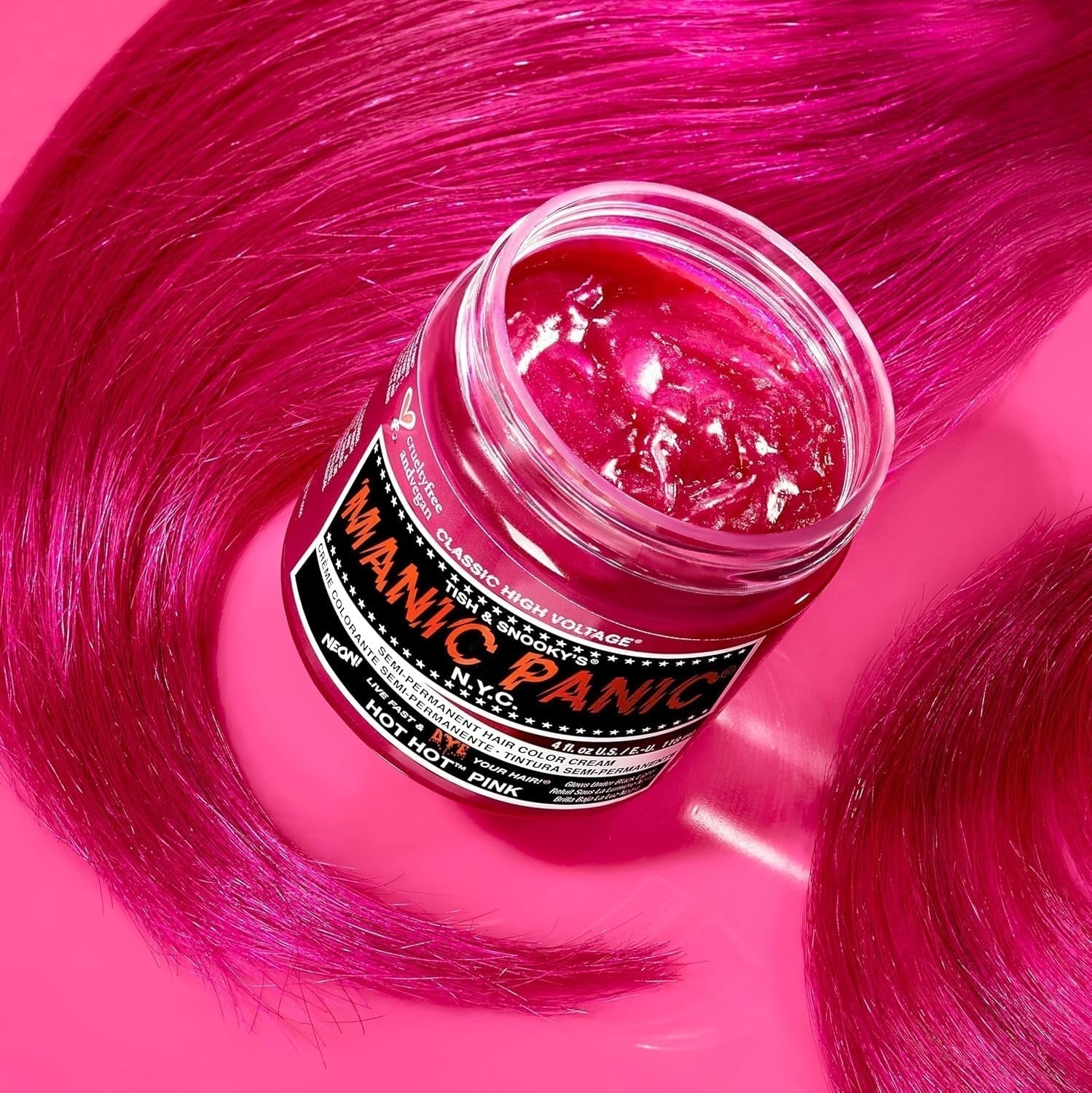 Manic Panic Hot Hot Pink Classic Cream Vegano Cruelty Free Semi Permanent Hårfarve 118ml Naty Shop Hårfarve