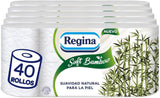 Regina blødt bambus toiletpapir, 40 ruller, 3 lag, 160 ark, naturlig blødhed til din hud, bambusfiber toiletpapir, papiremballage, Fsc-certifikat