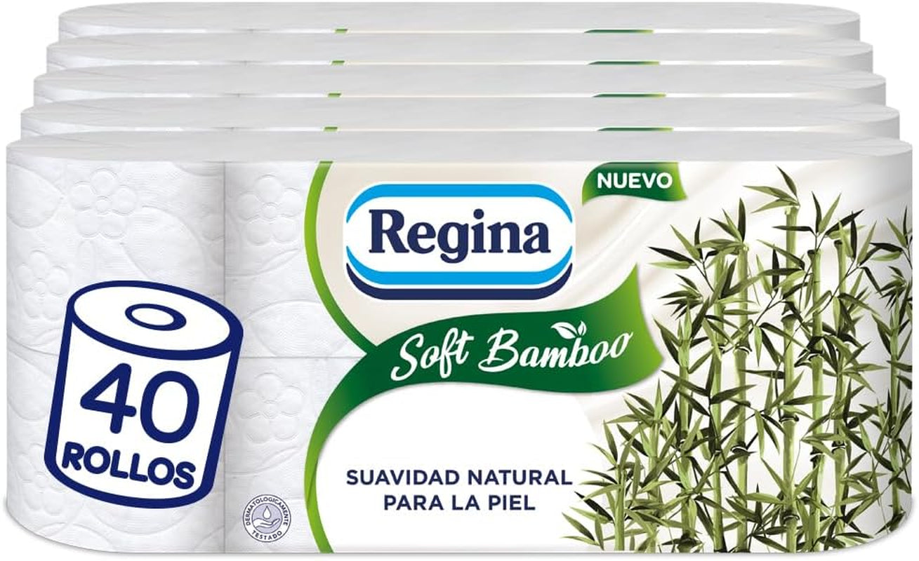 Regina blødt bambus toiletpapir, 40 ruller, 3 lag, 160 ark, naturlig blødhed til din hud, bambusfiber toiletpapir, papiremballage, Fsc-certifikat