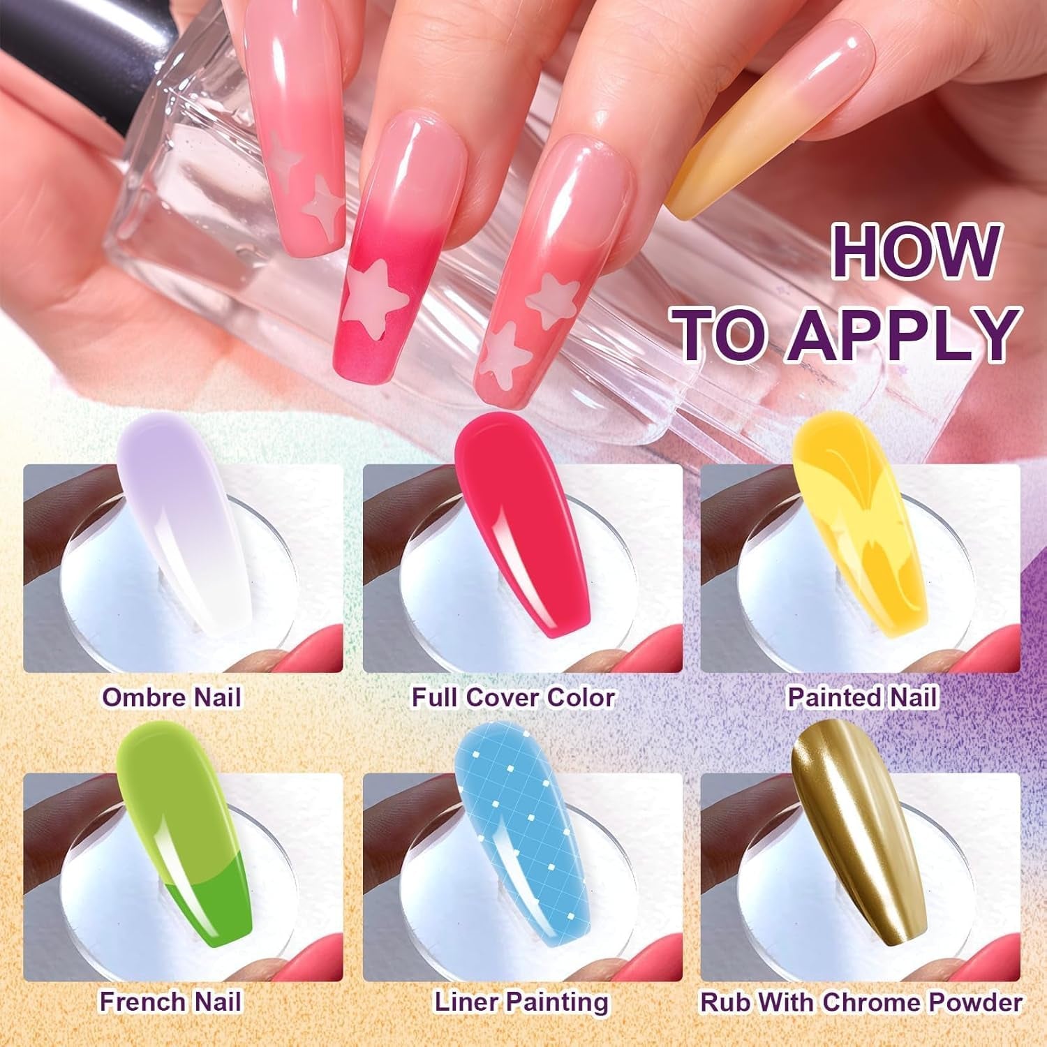 Gradient Painting Gel, 12 farver Ombre Gel neglelak med 100 stk. neglesvampe & 4 kløer metalgrabber til fransk manicure DIY neglekunst, sæt I