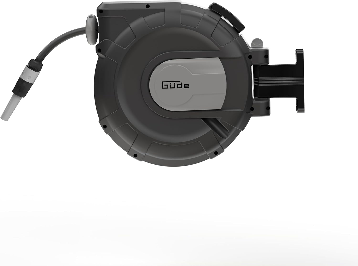Automatisk slangetromle Güde 30-2-2 1/2 (180° rotation, til vægmontering, 30 m slange, vandspray, vægbeslag, automatisk tilbagetrækning, tilbagetrækningsstop, transporthåndtag, 2 lynkoblinger)