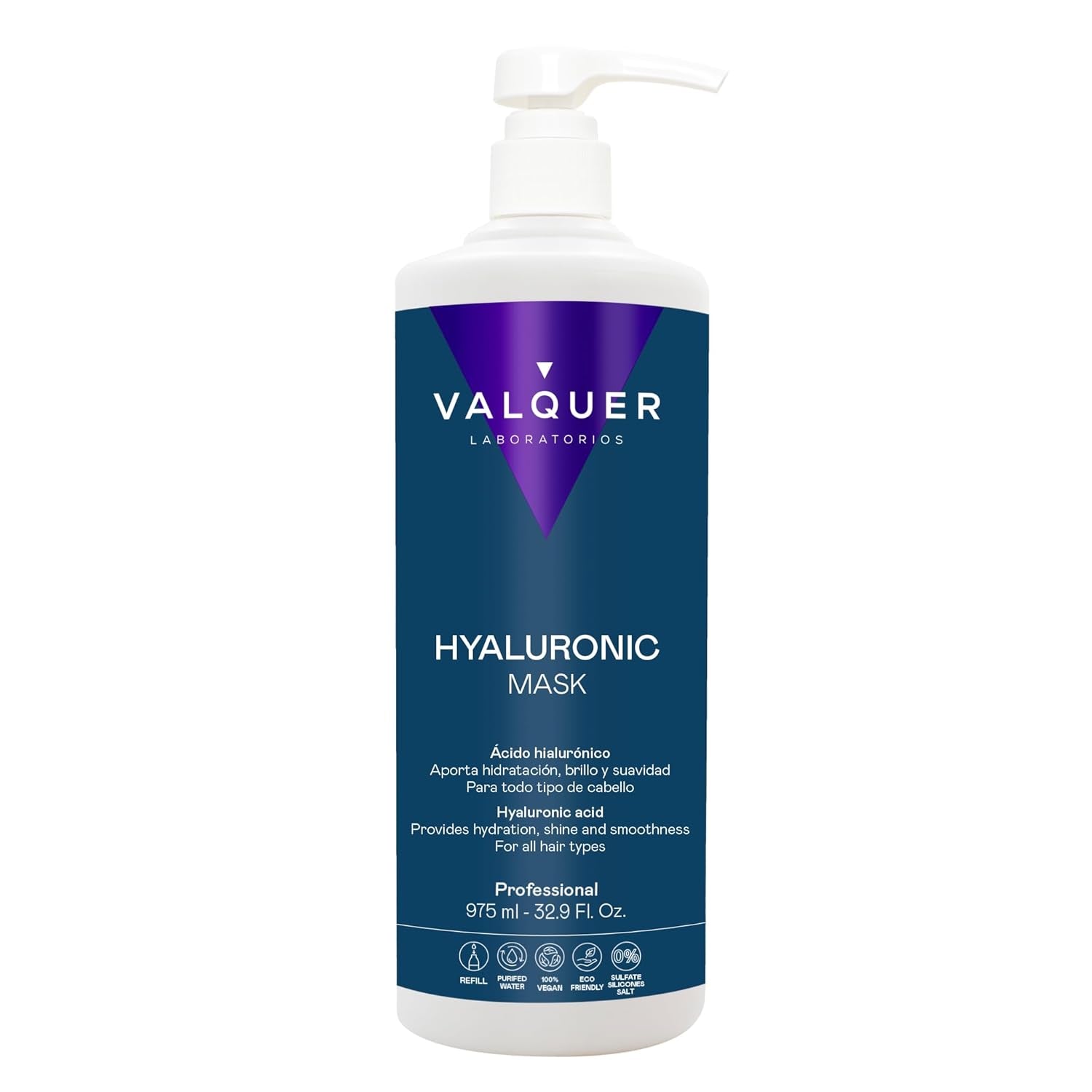 Valquer Hyaluronic Hair Treatment - Fugtgivende hårmaske med lavendelduft - Sulfat- og silikonefri - 975 ml Naty Shop hårmaske 975 Ml (1 pakke) Lavendel