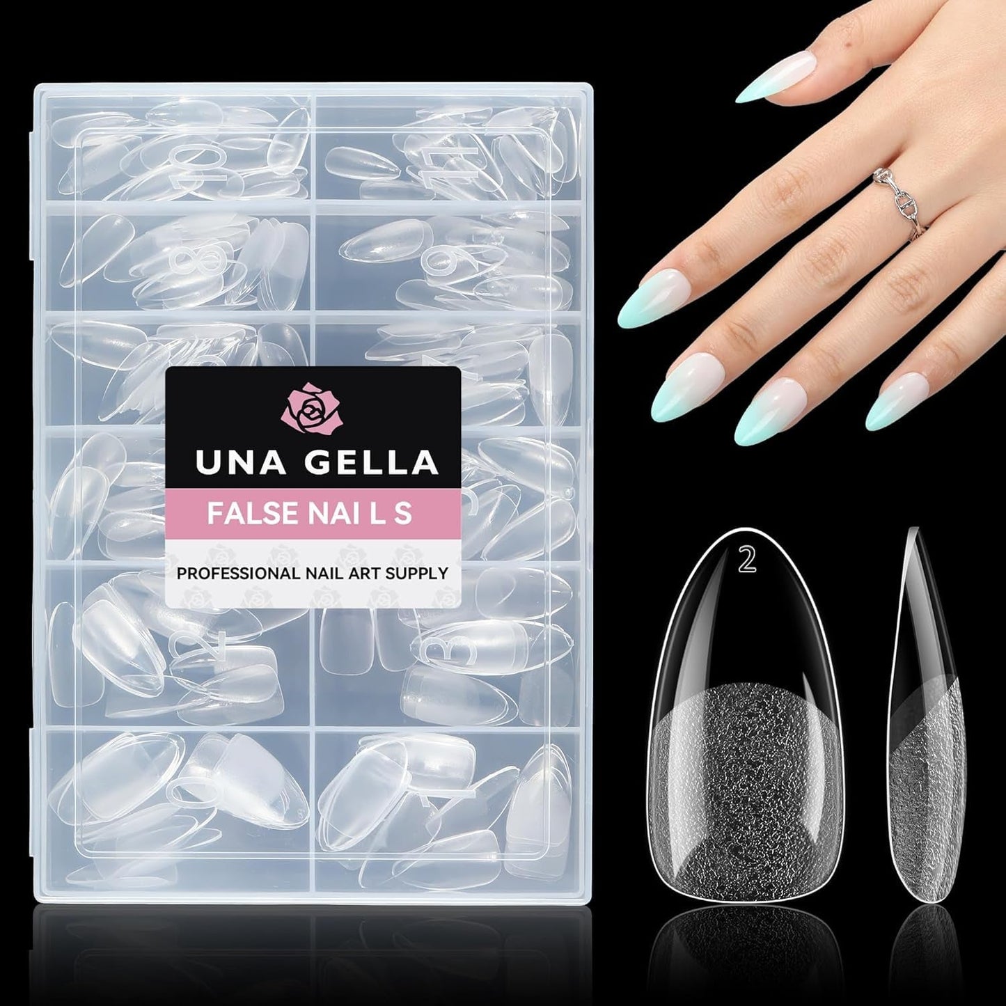 Ballerina Gel Neglespidser 216 stk. 12 Størrelser Soft Gel Negle Tips Full Cover Negle Extension Sæt Semi Matt DIY Home Art