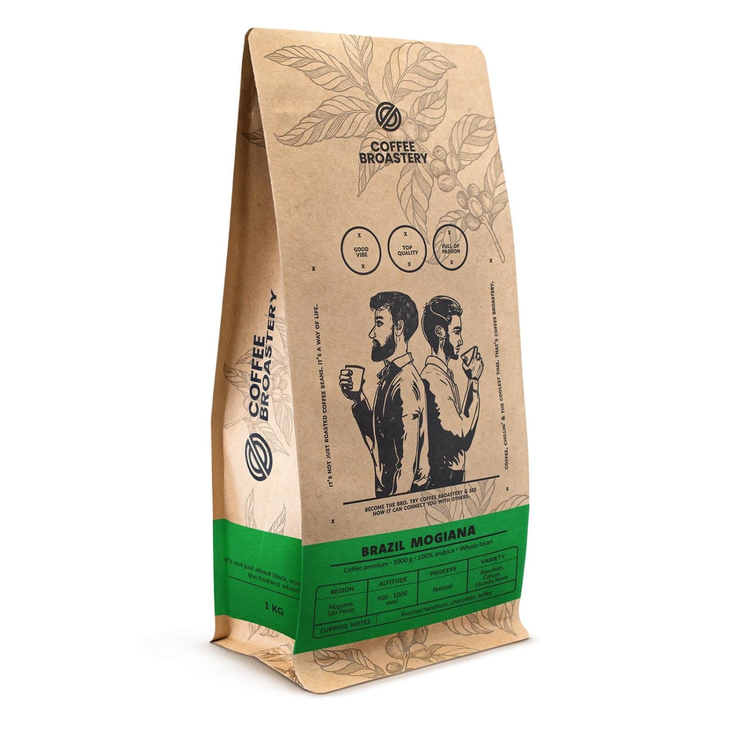 Sæt kaffebønner 2x1kg 2000g | Brasilien Mogiana | Brasiliansk kaffe | Særlig kaffe | Frisk stegt | Håndværksmæssig kafferister