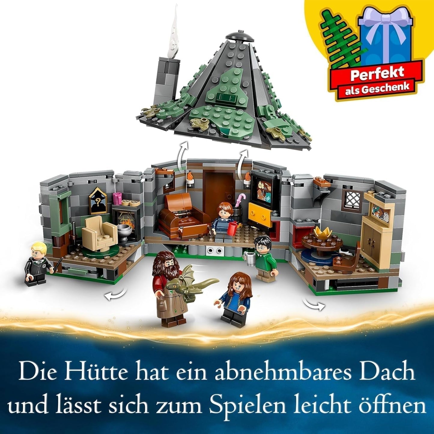 LEGO Harry Potter Hagrids hytte: Et uventet besøgssæt med 5 minifigurer og 2 dyrefigurer, gave til kvinder og mænd, magisk eventyrlegetøj, fantasisæt 76428 byggesæt Beuche den LEGO-Store