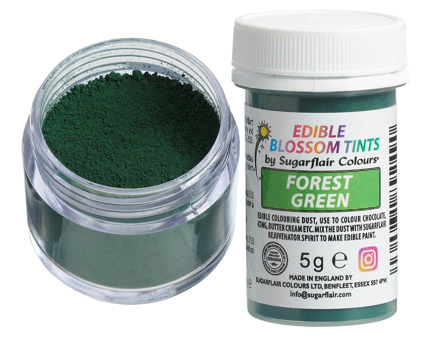 Sugarflair Blossom Tint Dust Forest Green - Madfarvepulver til kagepynt, fondant, glasur, chokolade, smørcreme, macarons og mere - 5G