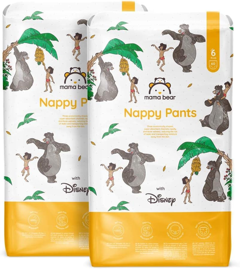Amazon-mærke: Mama Bear Disney-bleer, størrelse 5 (12-17 kg) - Månedlig æske, hvid, 140 stykker (2 pakker af 70)