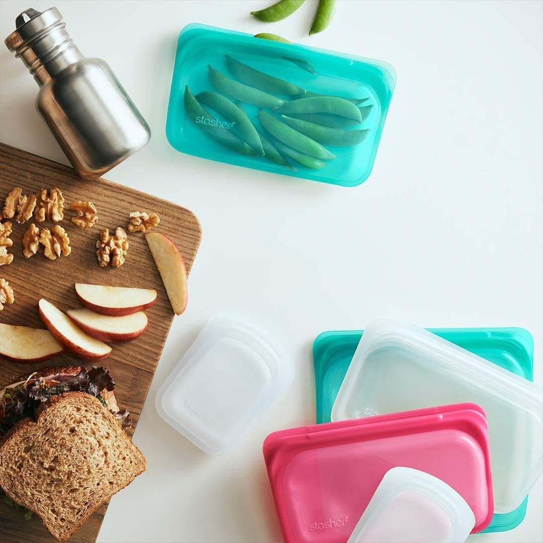 Stasher Bag Genanvendelig Premium Silikone Mad Taske Sandwich Taske Klar Holdbar Ovn Opvaskemaskine Fryser Sikker Miljøvenlig Madpakke Lækagesikker 828ml Mad Opbevaringsbokse Naty Shop
