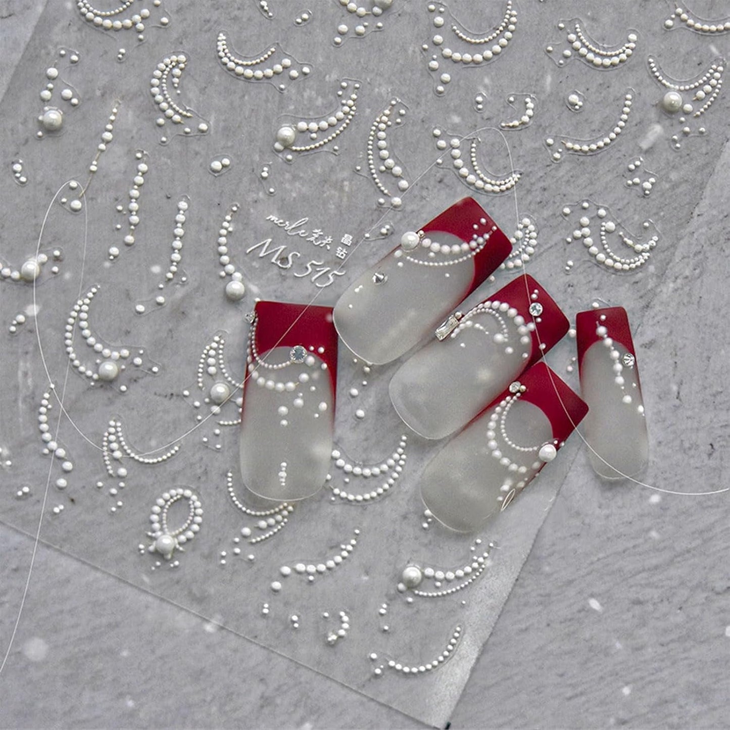 JMEOWIO 3D Nagelsticker Perlenlinie Nail Art Sticker Selbstklebend Nagelaufkleber 5D Stereoskopisk Dekoration Nageldesign Tilbehør 1 Blatt