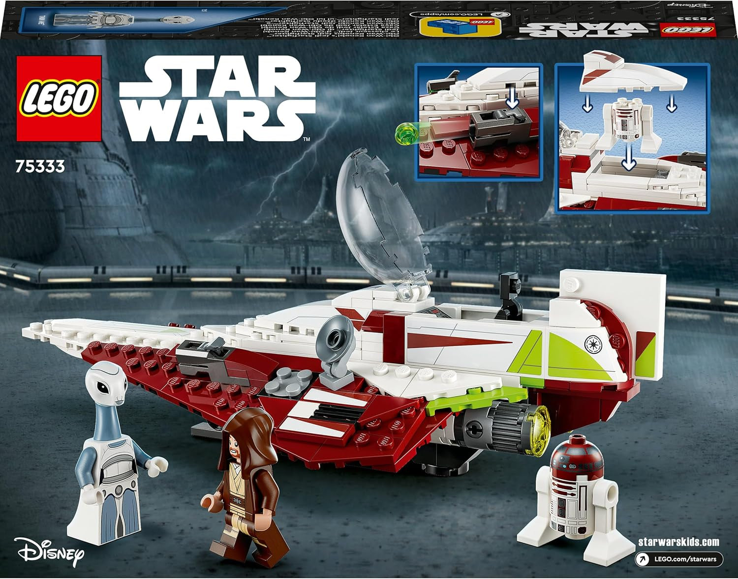LEGO Star Wars Jedi Starfighter Obi-Wan Kenobi, Bygbart legetøj med Taun We, Droid Figur og Lyssværd, Attack of the Clones Set 75333 Byggesæt Besuche den LEGO-Store