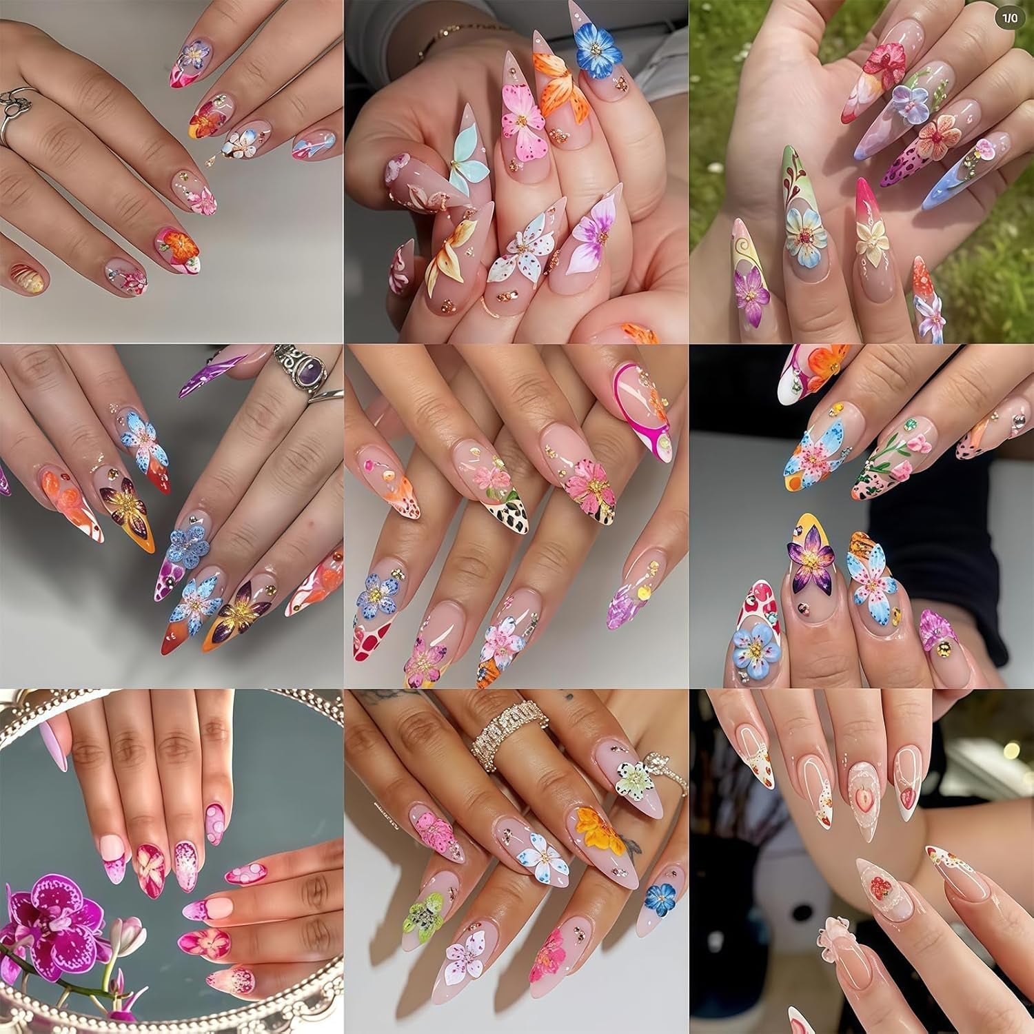 50 Stück 3D Blume Nail Charms Set, Bunte Nageldesign Tilbehør, Nägel Charms Og Nagel Art Charms, Perfekt Für Nailart, Maniküre Dekoration Og DIY Nageldesign