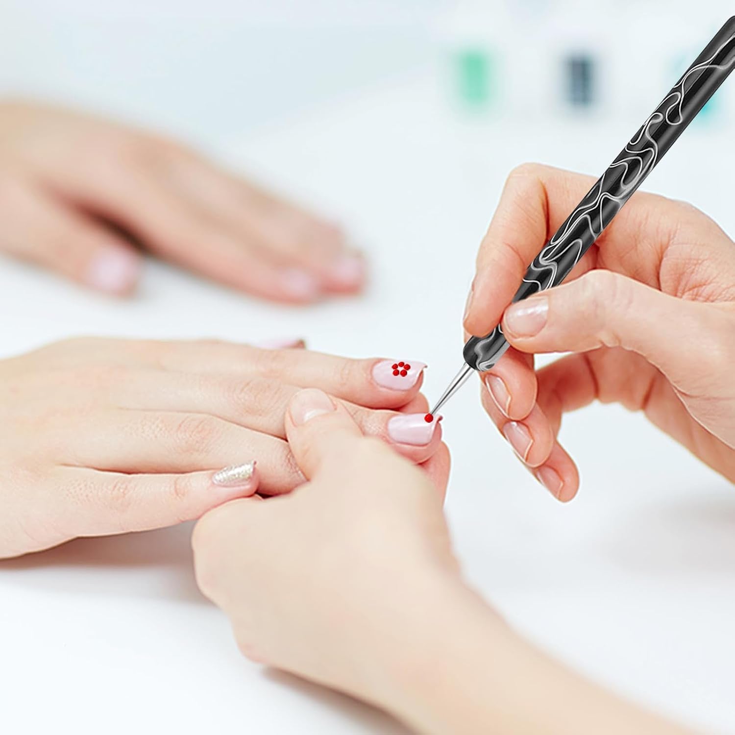 5 Stück Nail Design Dotting Tools Nagelkunst Werkzeug Nagelpunkt Pinsel Punktierung Stift Marbleizing Werkzeug Für Nagelack Maniküre, Schwarz