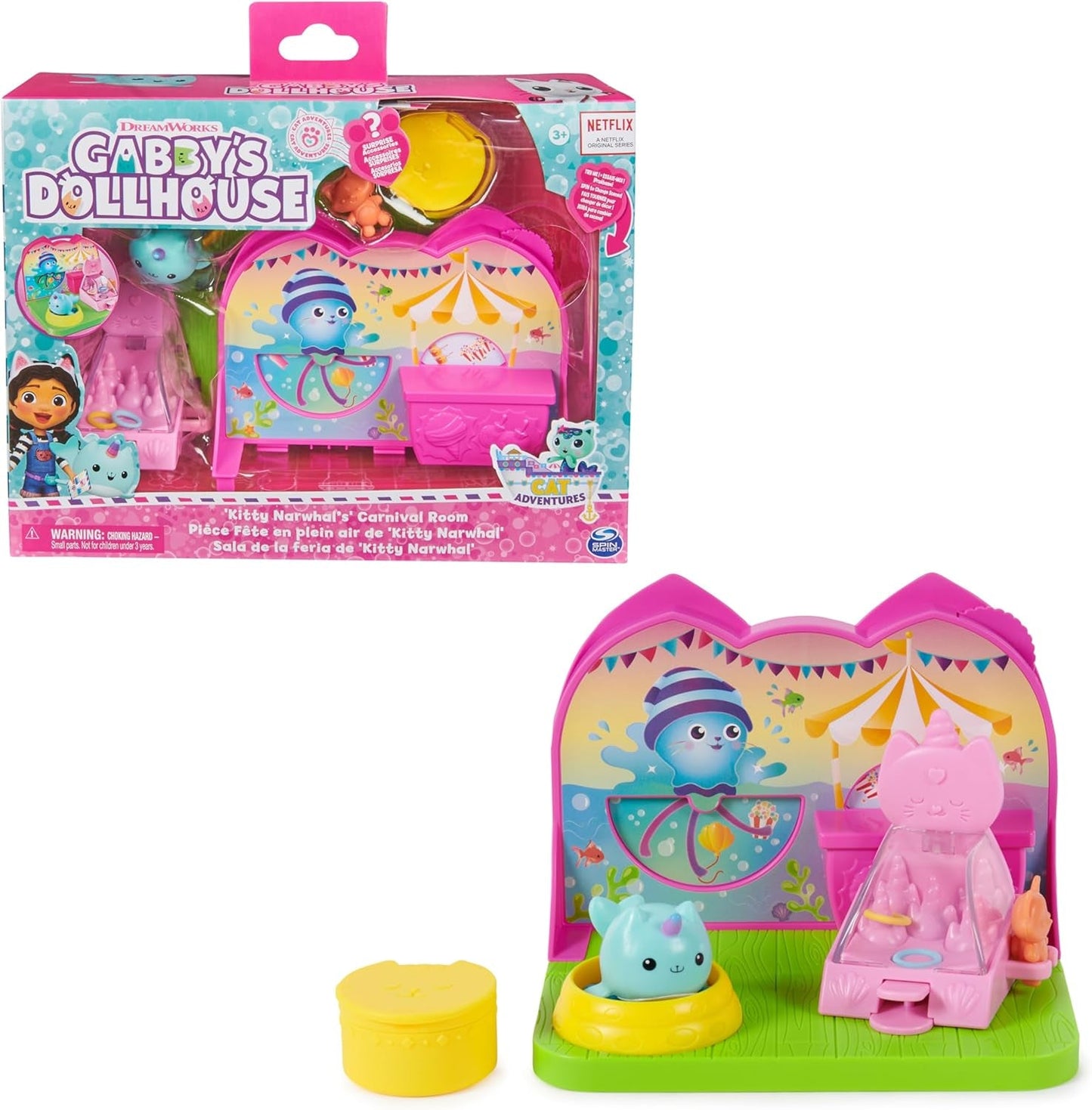 DREAMWORKS GABBY'S DOLLS HOUSE - Deluxe værelseslegesæt, Kitty Narwhale-festlokale, temamøbler og tilbehør, 3+