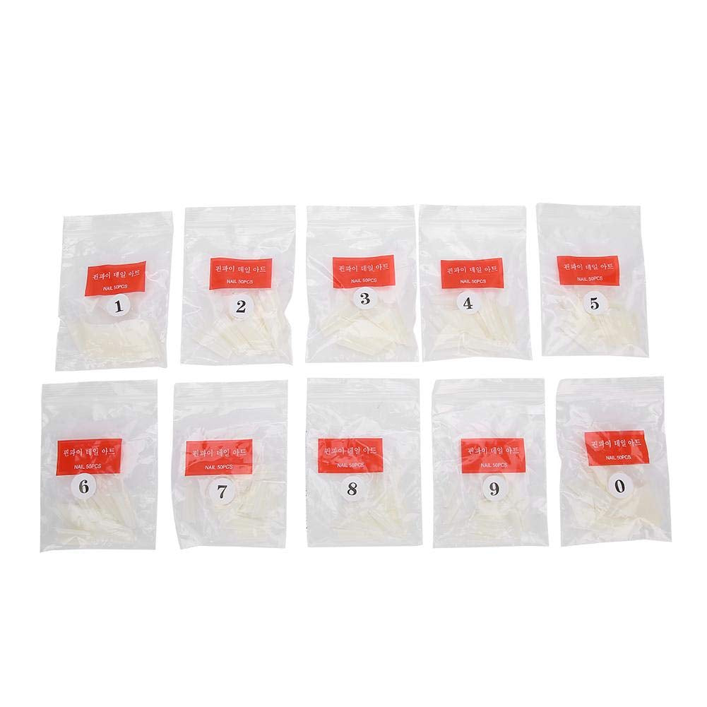 500 stk falske neglespidser, naturlige franske kunstige neglespidser til manicure, L, DIY falske negle, ovale UV-gel, negletilbehør til kvinder og piger (naturlig farve)