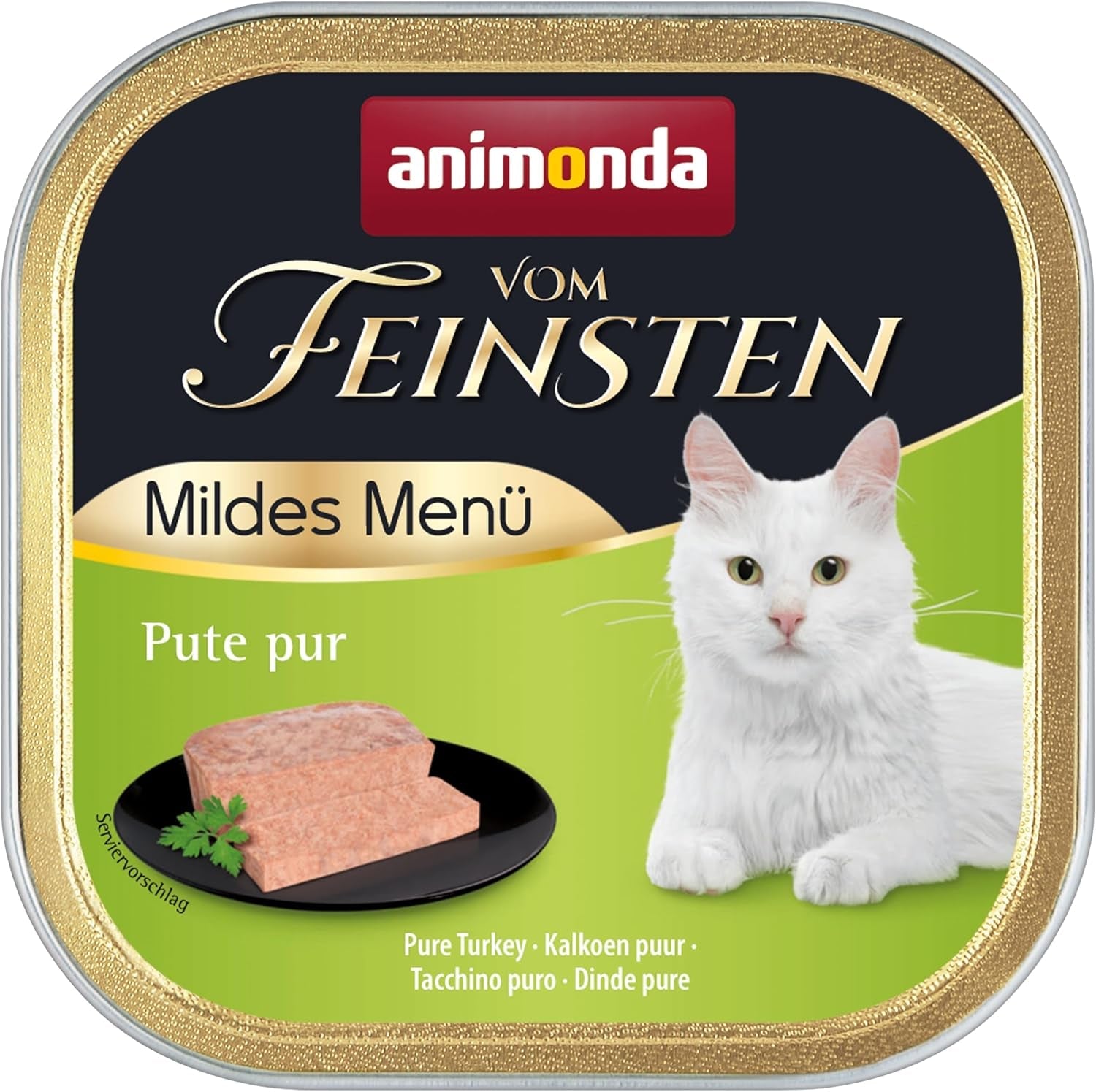 animonda vom Feinsten Mild Menu Mild Variety (32 x 100 g), kornfri, sukkerfri våd kattefoder, letfordøjeligt foder med kalkunkød