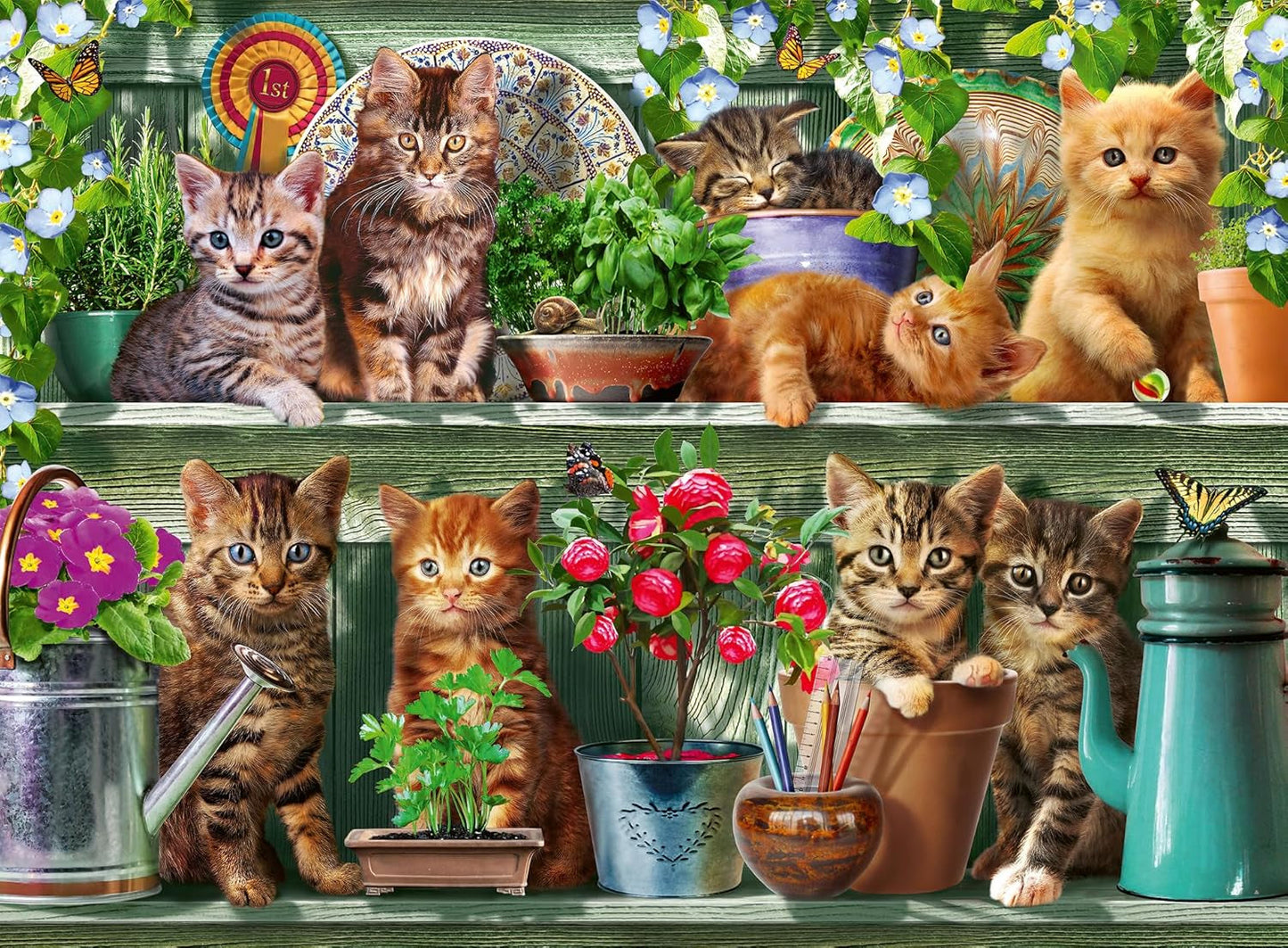 Ravensburger Puzzle 12000205 - Katzen Im Regal - 500 brikker puslespil til voksne og børn over 10 år, kattedyr puslespil Naty Shop Nyt design