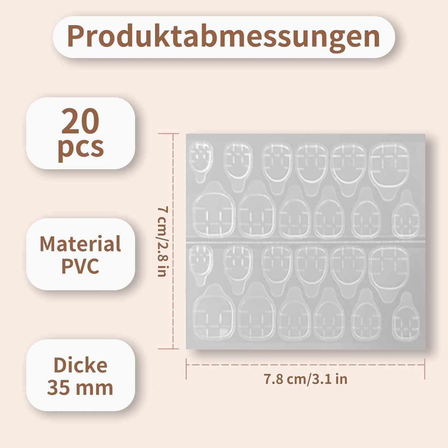 20 jelly negle klæbende tabletter - klare stærke dobbeltsidede klæbende puder Vandtætte genanvendelige tryk på negle DIY manicure sæt negletilbehør