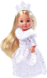 Simba Evi Princess of Love's Dreams, Legedukke i en drømmende vinterkjole med pelsstrimler og glitterelementer, 12 cm, 3 år og opefter