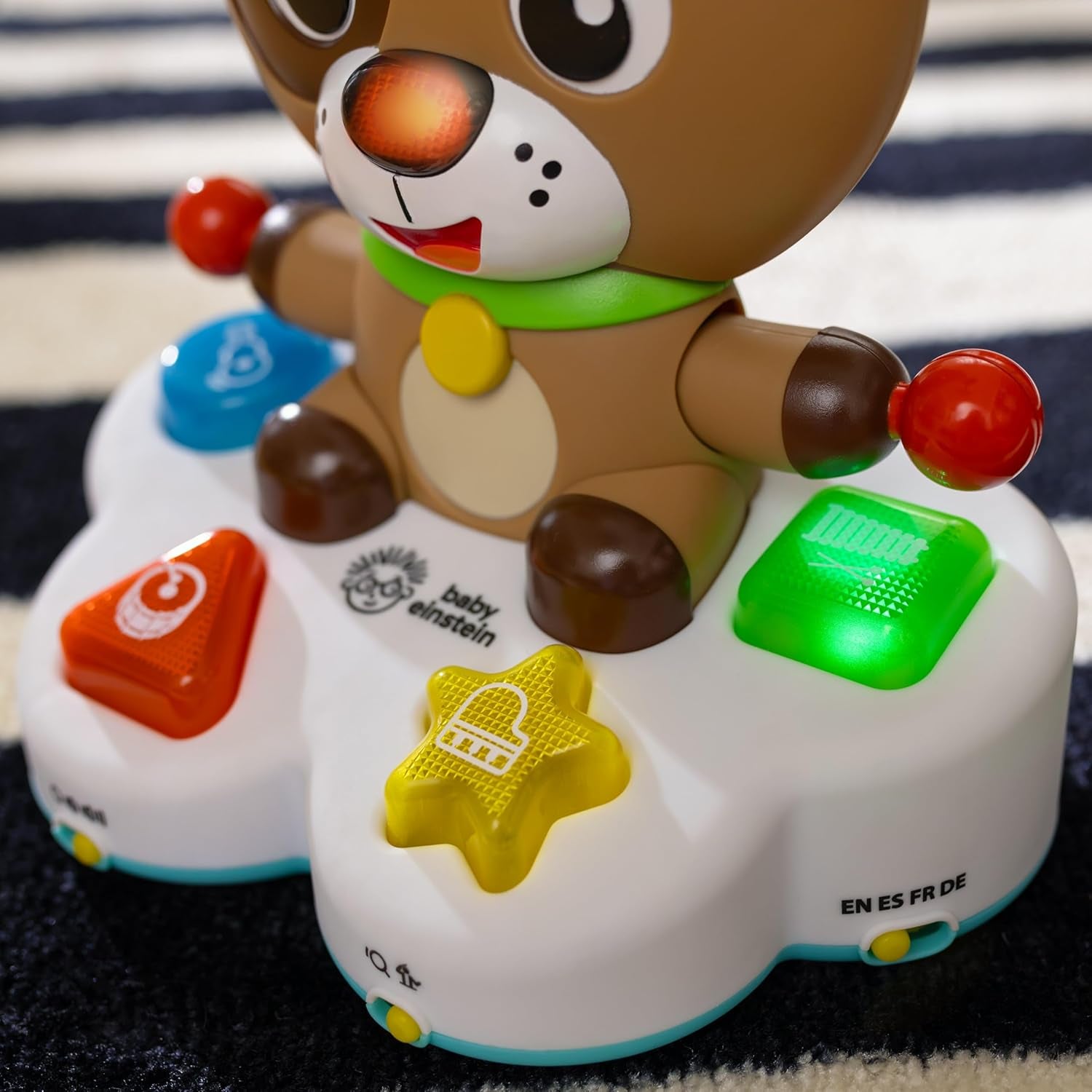Baby Einstein, Drum & Learn Dean Musical Learning Toy - Multisensorisk babylegetøj, 2 legetilstande, farver, former og instrumenter, 50+ lyde, fra 6 måneder Babylegetøj Naty Shop