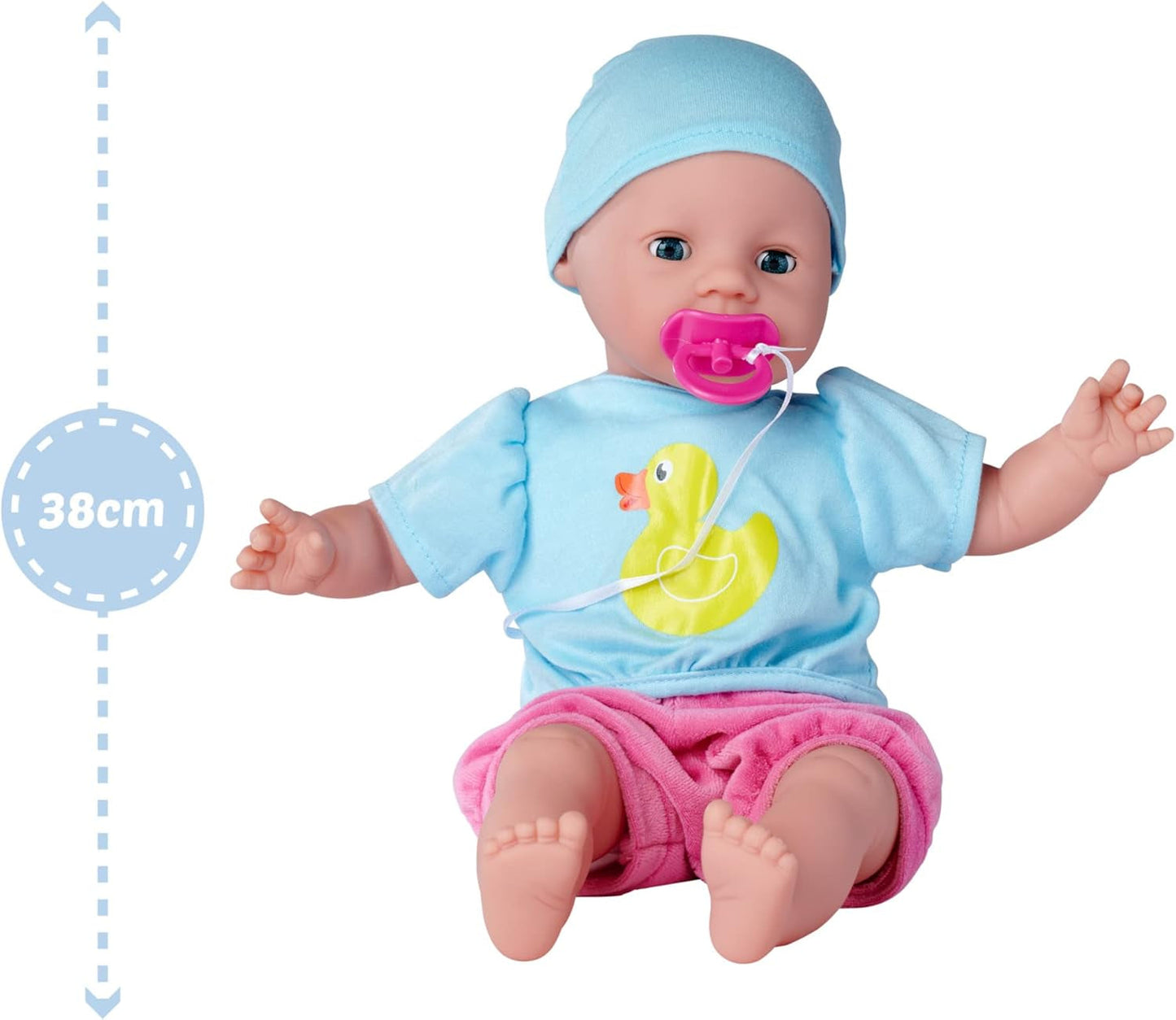 Simba 105010964 - Laura Hungry blød dukke med sut, trylleske, forsvindende flaske og tallerken, 38 cm, babydukke til børn fra 2 år