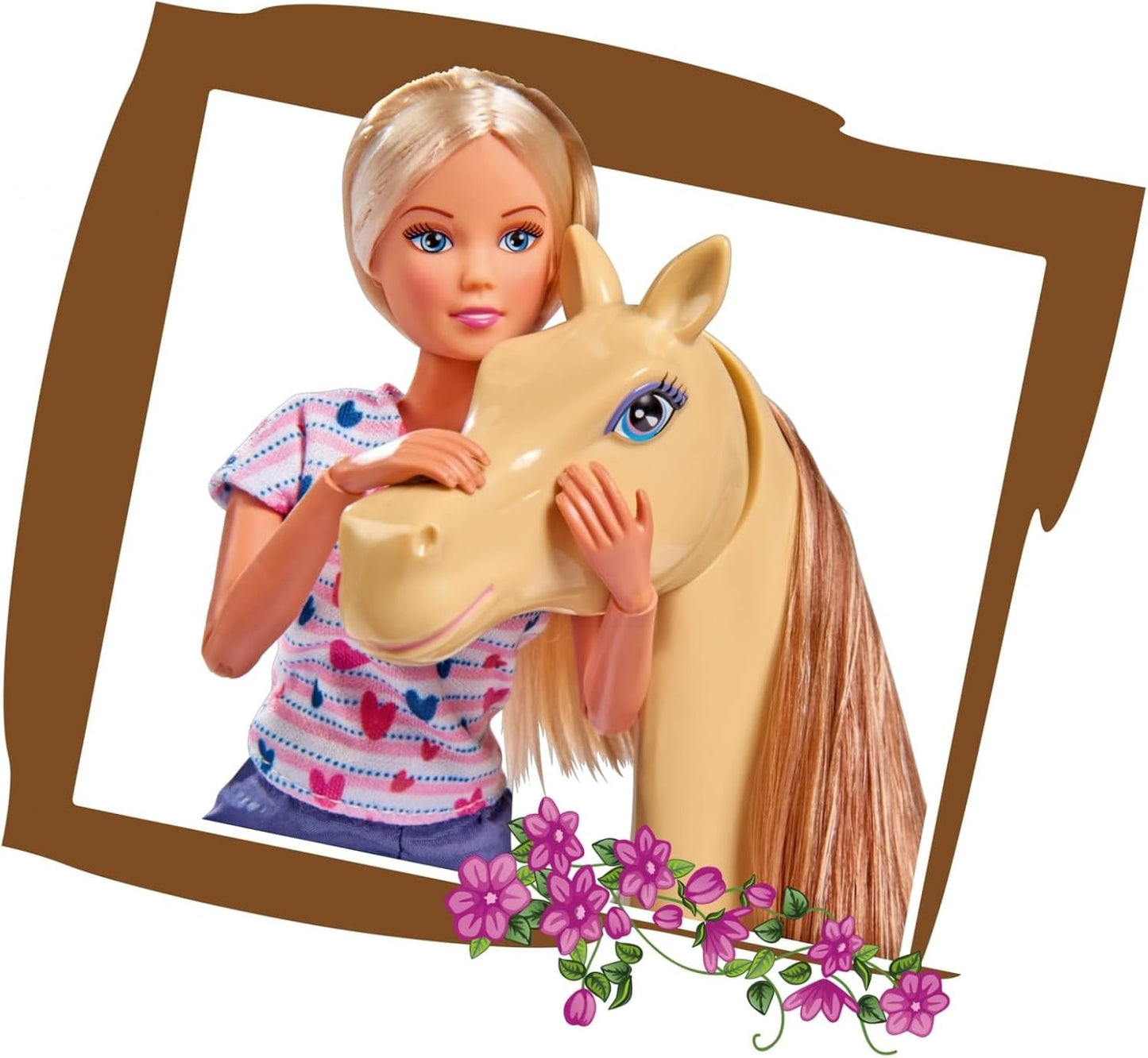 Simba 105730939 - Steffi Love ridetøj 2 heste Fuldleddet modedukke 29 cm til børn fra 3 år og opefter