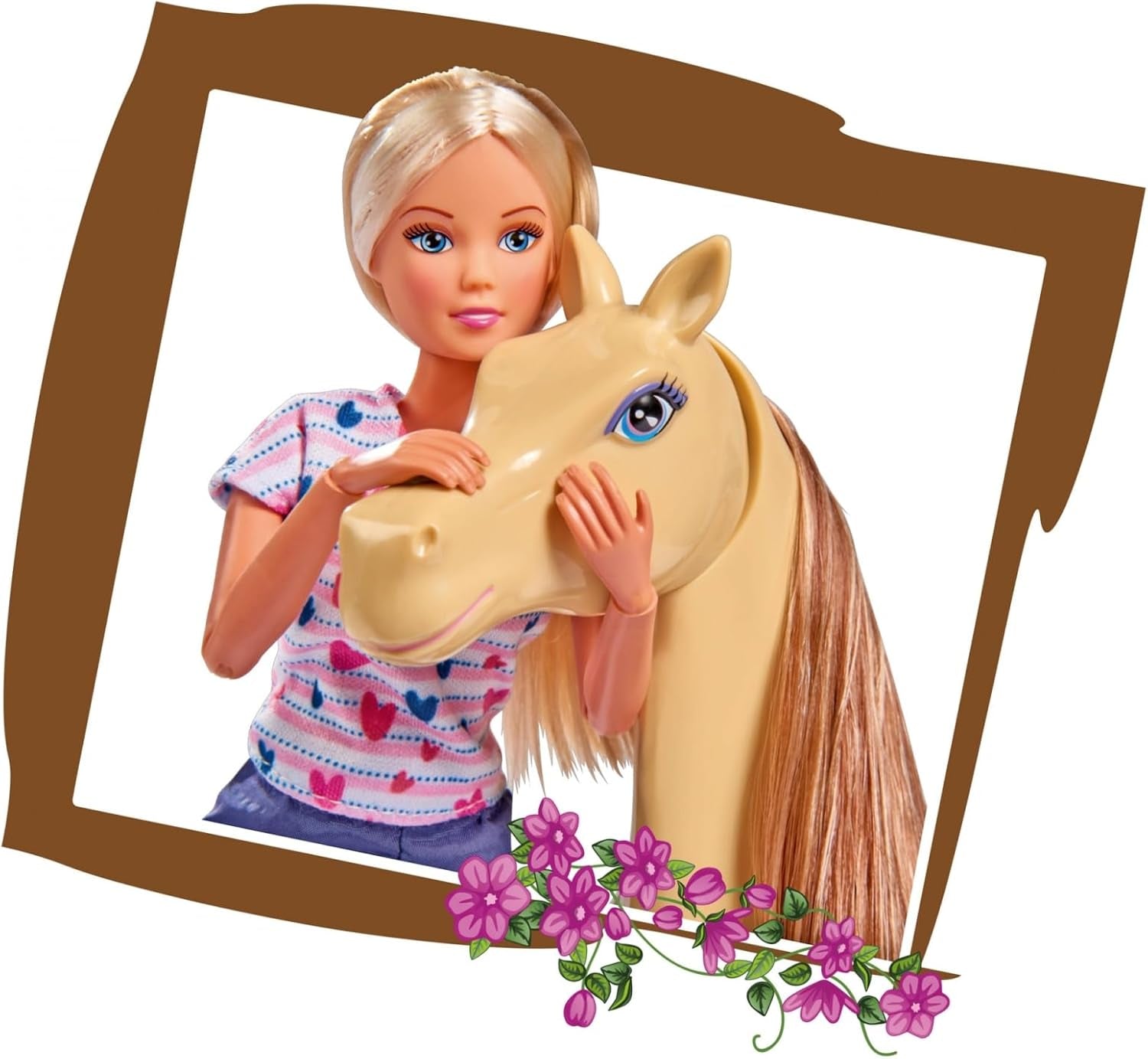 Simba 105730939 - Steffi Love ridetøj 2 heste Fuldleddet modedukke 29 cm til børn fra 3 år og opefter