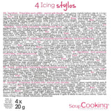 Scrapcooking - 4 stykke tuscher: guld, chokolade, hvid og rød - dekorative spiselige kuglepenne til skrivning og tegning på desserter, kager og kiks