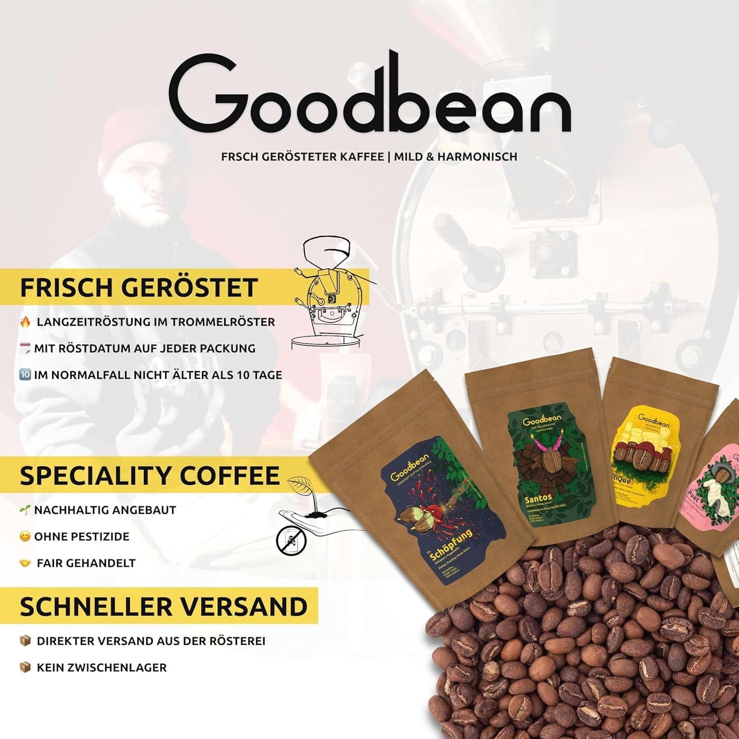 Discovery - Espresso | Kaffebønner 500g - 100% Arabica | til fuldautomatiske maskiner/portafilter/espresso | Hele kaffebønner | Friske kaffebønner