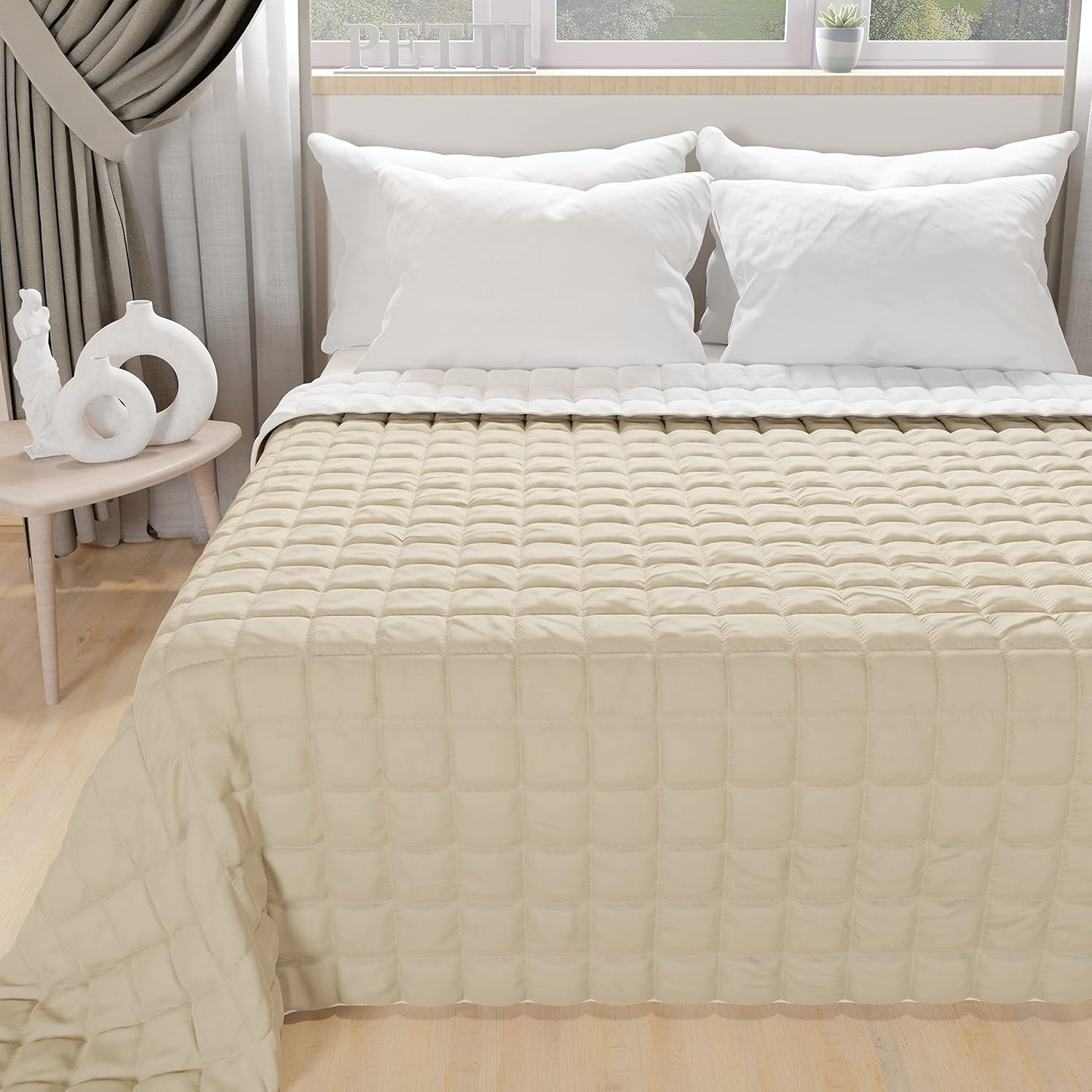PETTI Artigiani Italiani - Dyne til enkeltseng, dobbeltsidet quilt, springdyne, midnatsblå, hvid, 100% Made in Italy Dyner og dyner Naty Shop Blue Seng str. 120 (220X260 Cm)
