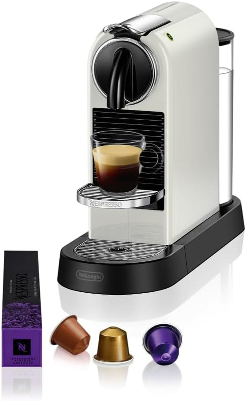 Nespresso EN167.W Citiz kapsel espressomaskine, højtrykspumpe og ideel temperaturkontrol, uden Aeroccino (mælkeskummer), energisparefunktion, 1260 W, cremehvid, 37,4 x 11,9 x 25,5 cm