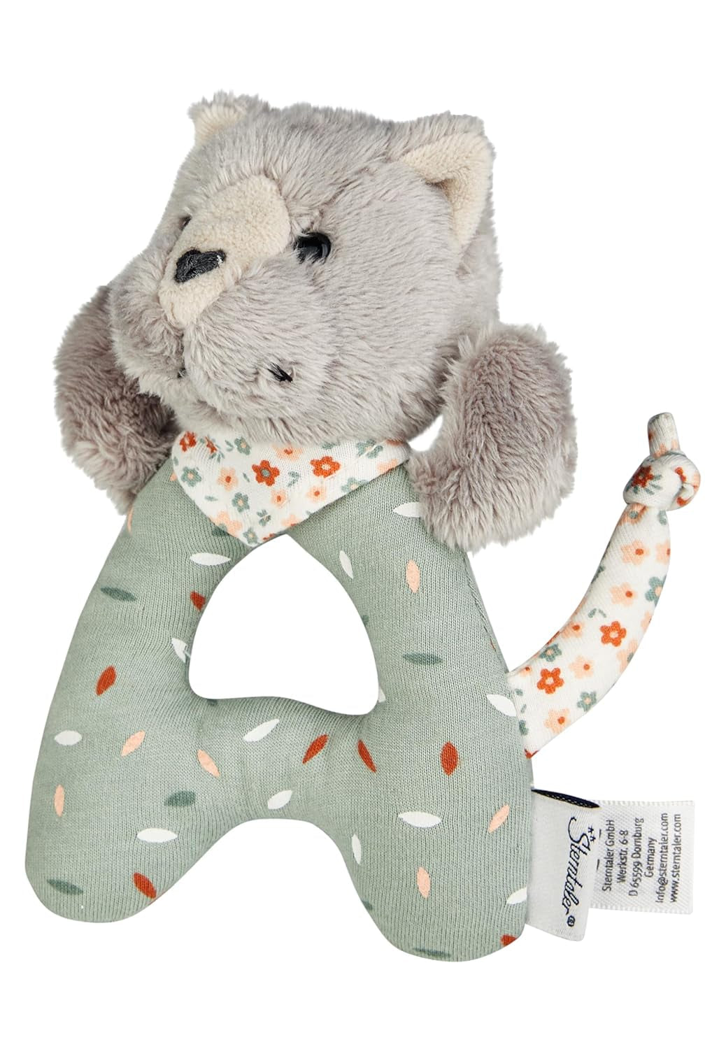 Lilly Cat Sterntaler Catch Toy - Motorisk aktivitetslegetøj til rangle, berøring og leg - Plyslegetøj til babyer og børn med rangle som en loyal ven - gråt blødt stof babylegetøj Bebe Naty Shop legetøj