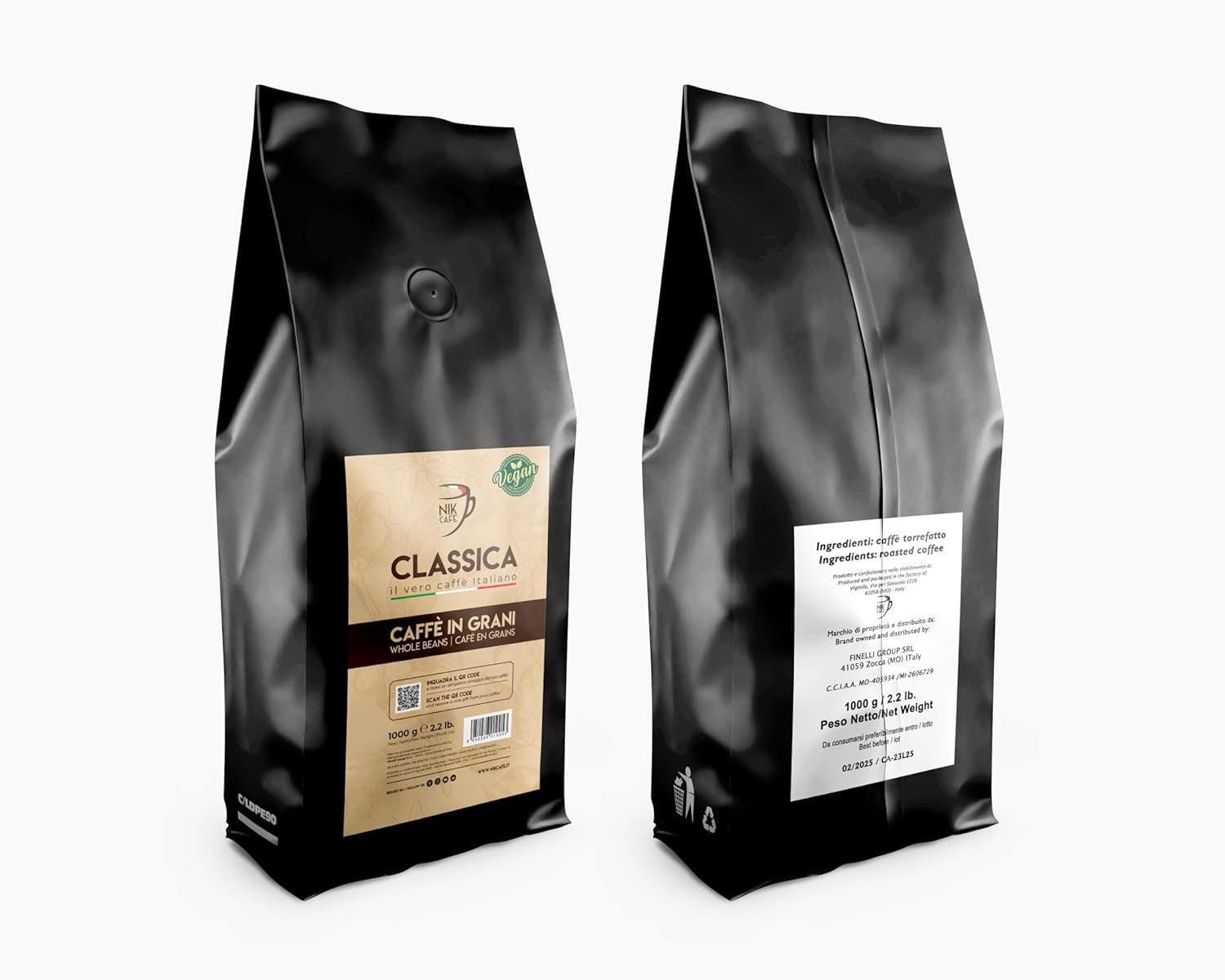 NIK CAFE' – Classico blend – ristede kaffebønner. Hans Excellence, den robuste. 100% robust
