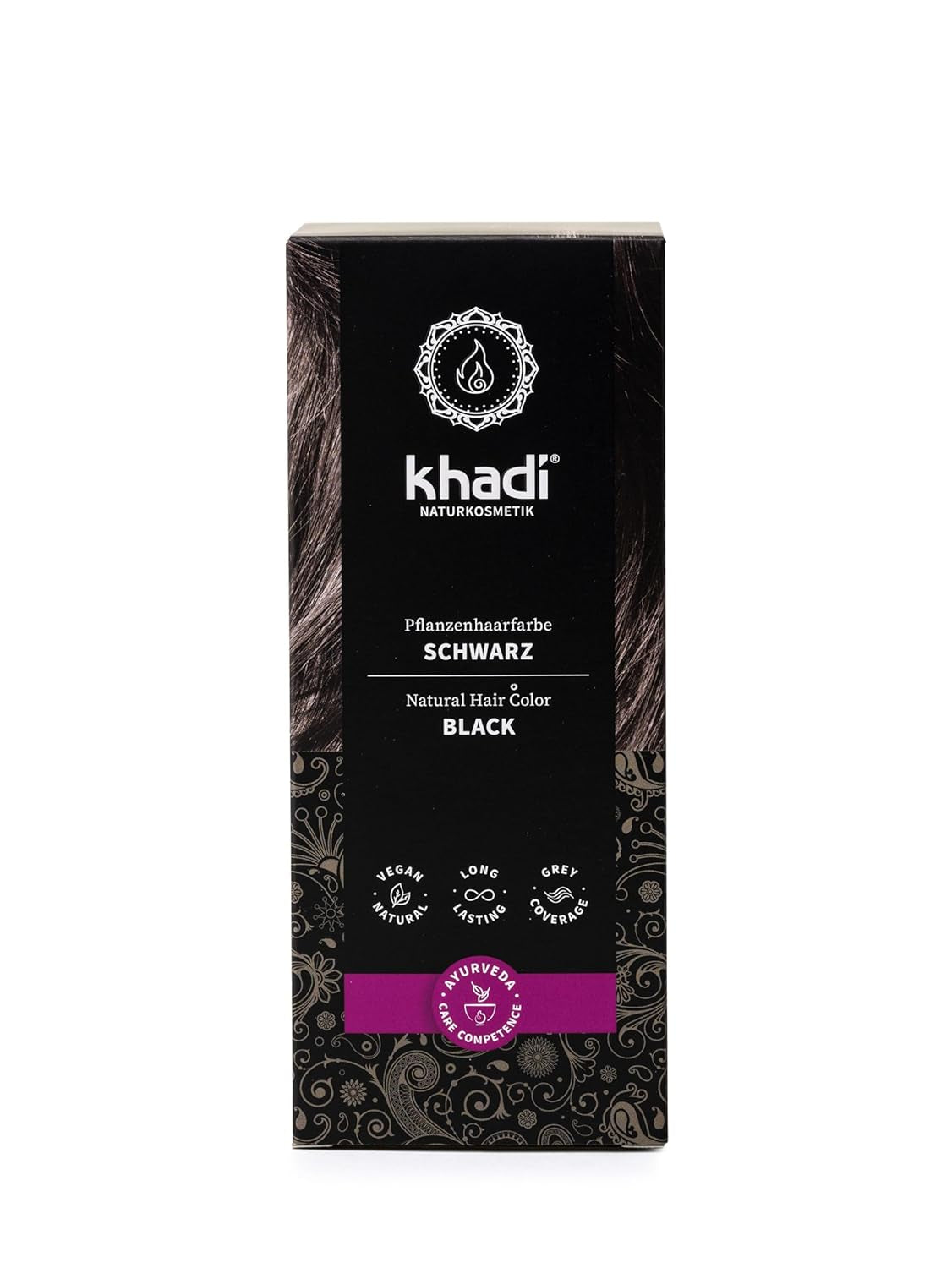 khadi urte-hårfarve SORT - Farv dit hår mystisk dybt sort uden en blå farvetone - 100% urte, naturlig og vegansk - 100g Hårfarve Naty Shop Standard titel