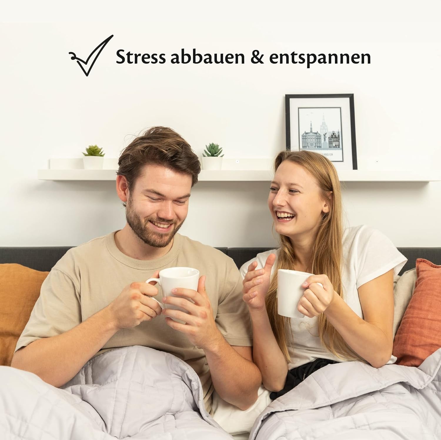 Vægtet tæppe 135X200 7Kg - Anti-stress terapitæppe - Tungt tæppe 100% bomuld - Tæppe til dyb søvn og bedre restitution - Vægtet tæppe - til mænd og kvinder fra 55-85Kg Senge og tæpper Beuche den Ella-Store