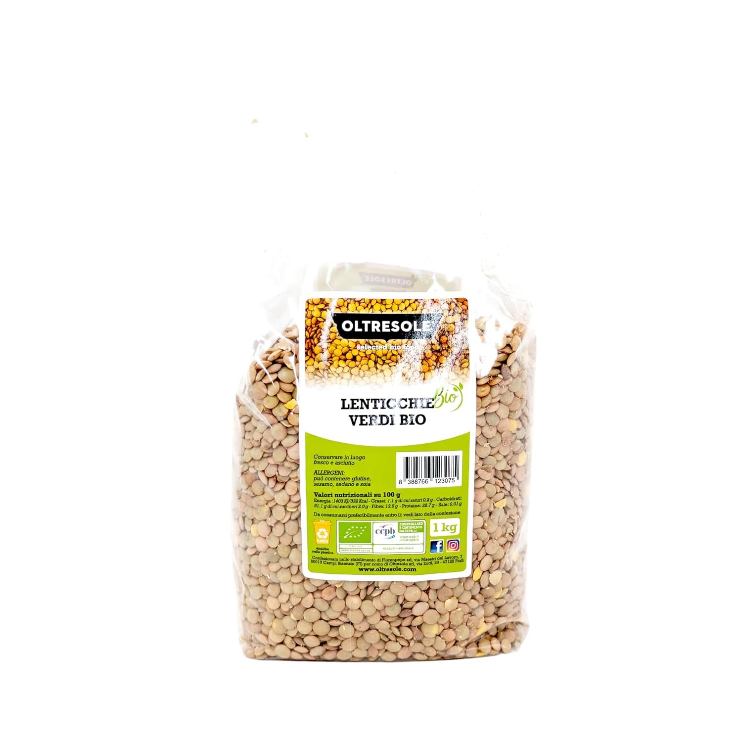 Økologiske grønne linser 5 kg, hele økologiske bælgplanter, kilde til protein og fibre, rig på fibre og mineraler, økonomipakke