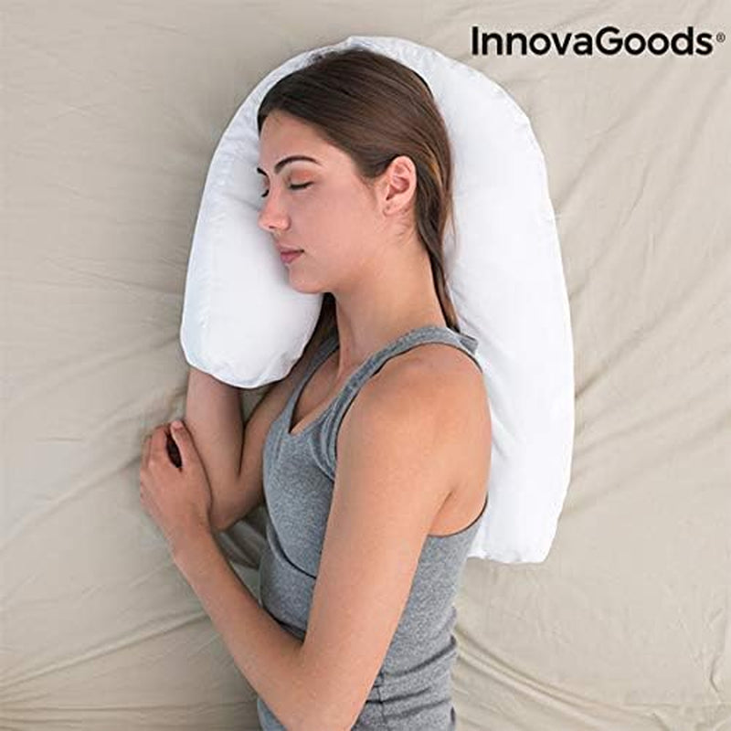 Innovagoods Ergonomisk U-formet pude til sidesover, ideel til graviditet, fremmer rolig vejrtrækning, reducerer snorken, bomuld og polyester, hvid, 39 X 57 X 14 cm Cervikal ortopædiske puder Naty Shop