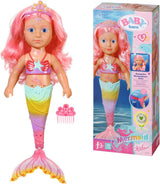 BABY Born Lillesøster Havfrue 46 cm Vandtæt Havfruedukke med langt hår og bevægelig glitterfinne, inkl. tiara og kam, 833681 Zapf Creation Dolls Naty Shop Single