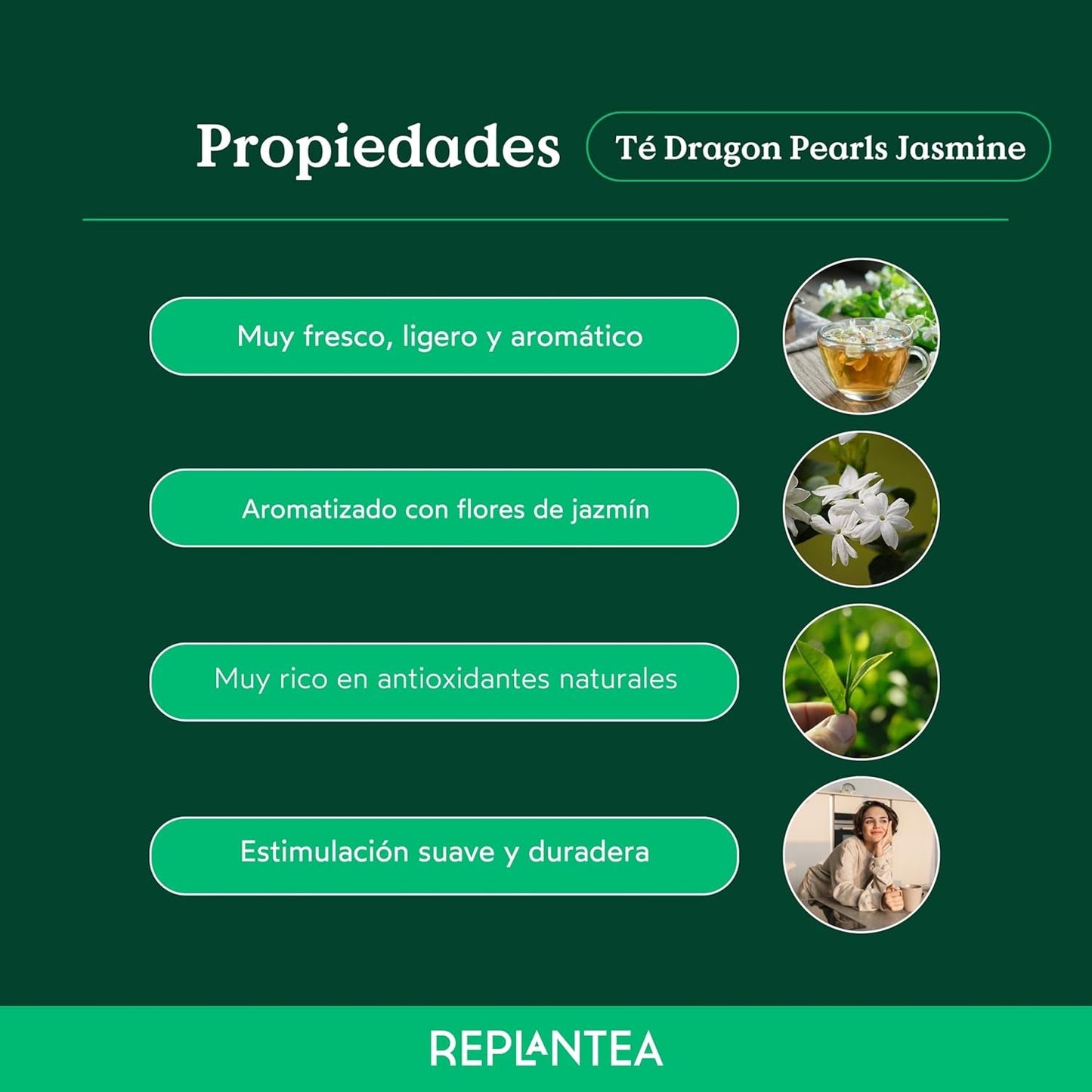 Økologisk te Jasmin Dragon Pearls (100 g) | Premium grøn te i form af håndrullede jasminperler | Tespecialitet med delikat blomsteraroma | GENPLANT